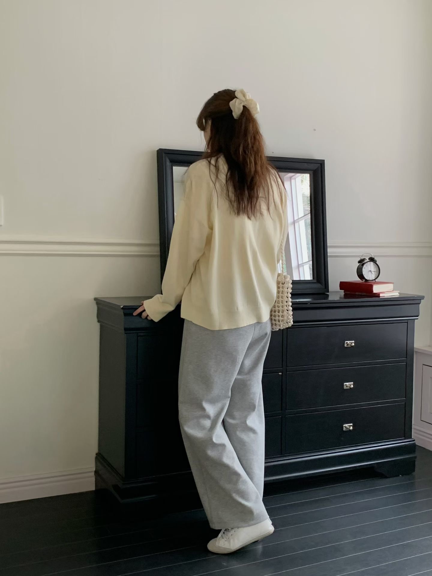 JU02 / ELASTIC WAISTBAND DRAWSTRING STRAIGHT JOGGER PANTS