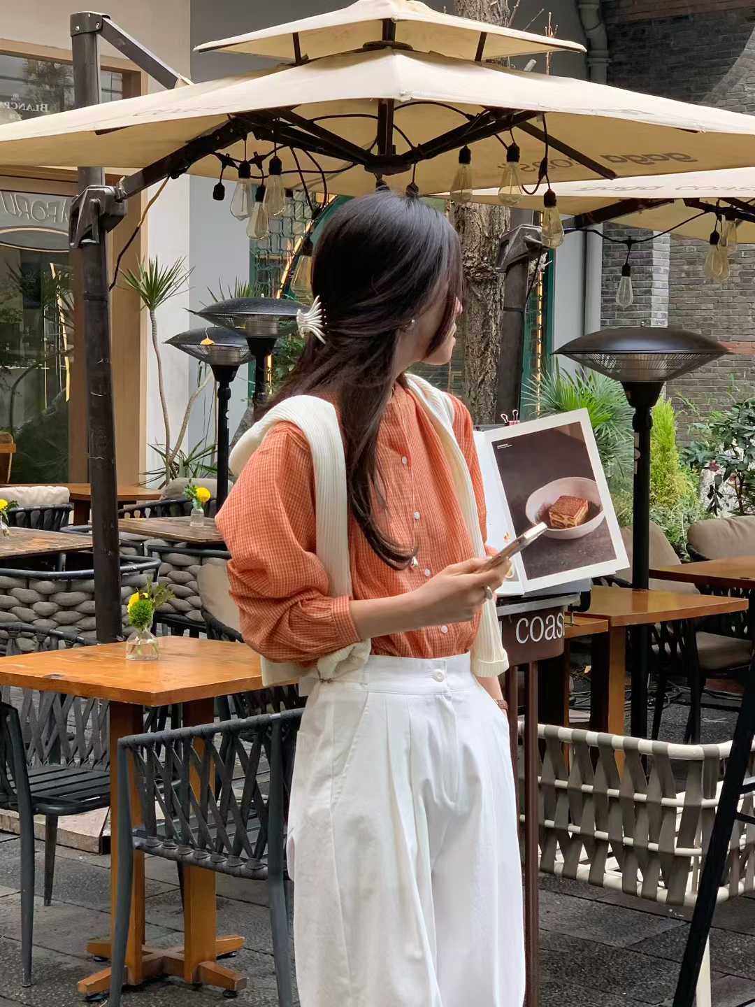 EVELYN SMALL CHECKS MANDARIN SHIRT