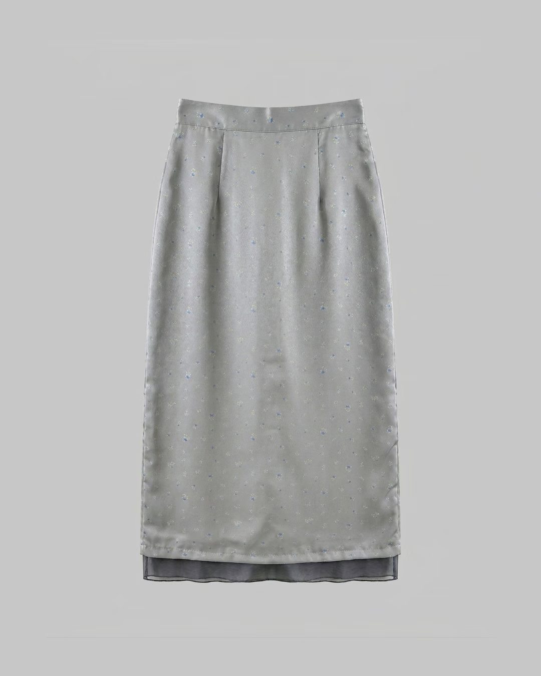 ESSENCE BACK BANDING SATIN FLORAL SKIRT
