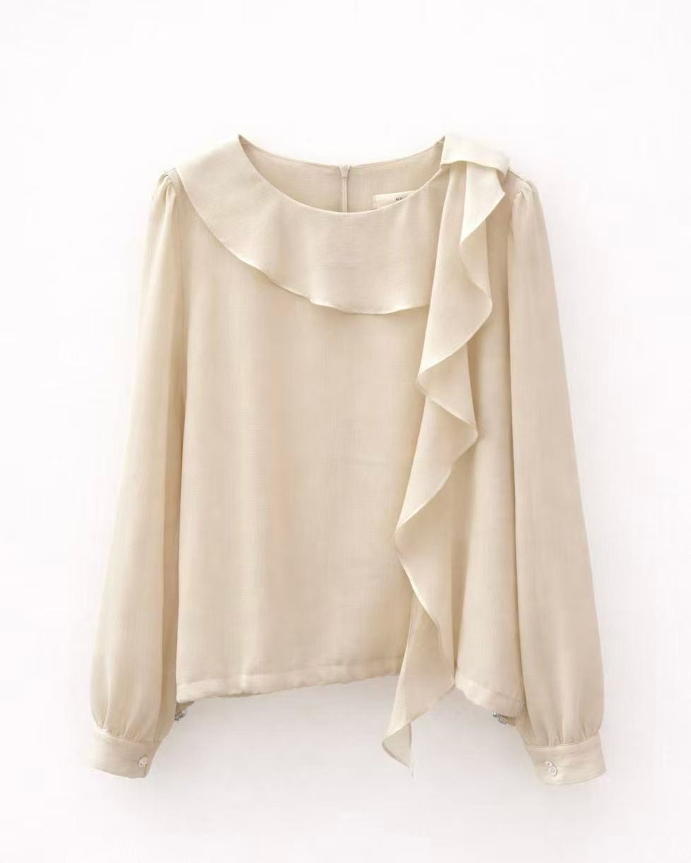 ME02 / Ruffled Detail Long Sleeves Blouse