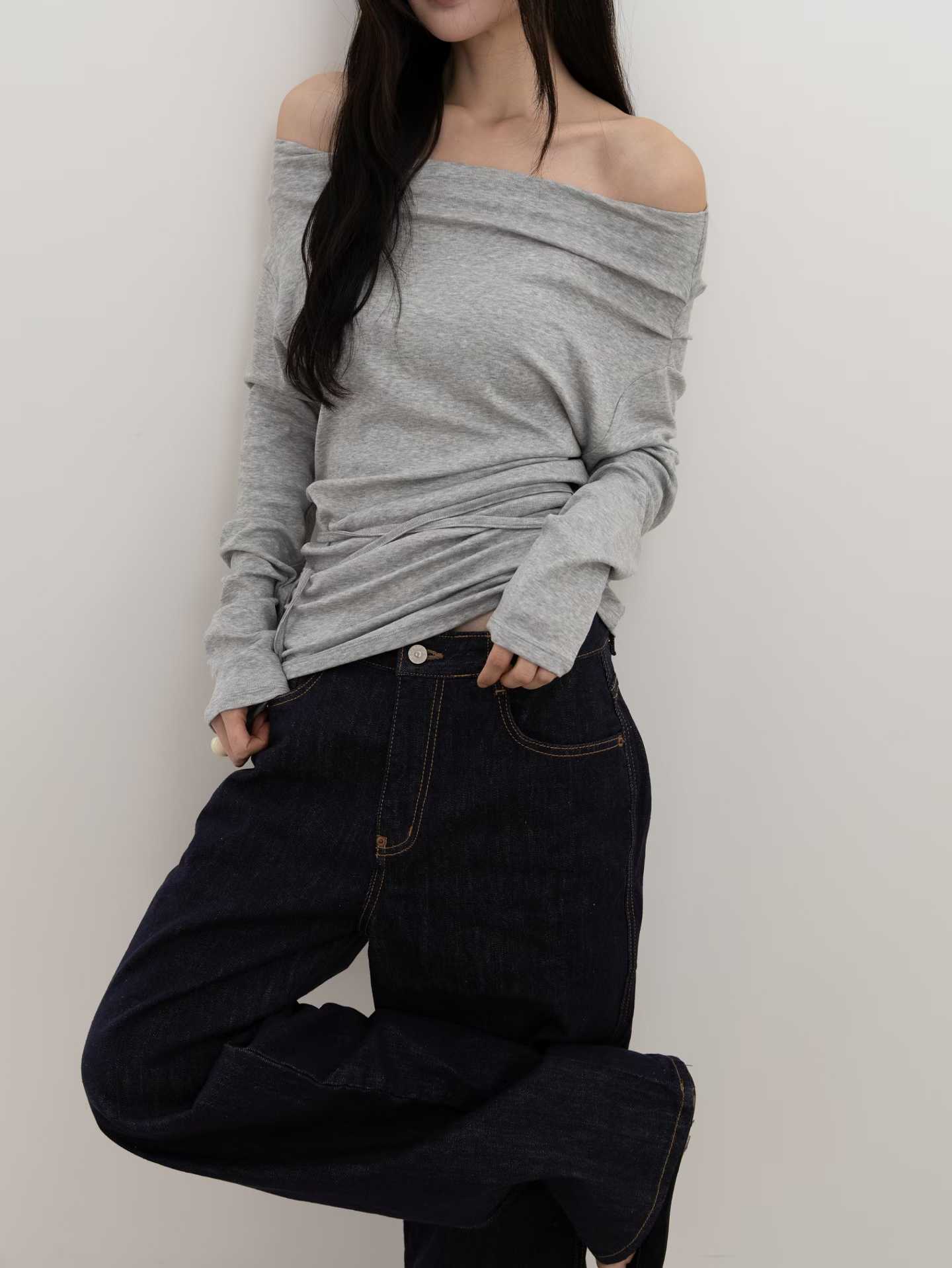 DAYLEN WIDE-NECK TIE PULLOVER