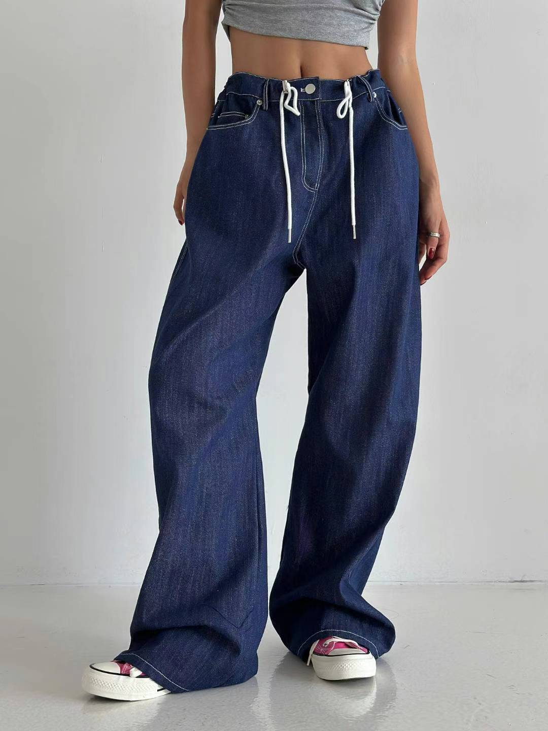 DAYANA TOGGLE WAIST DENIM TROUSERS