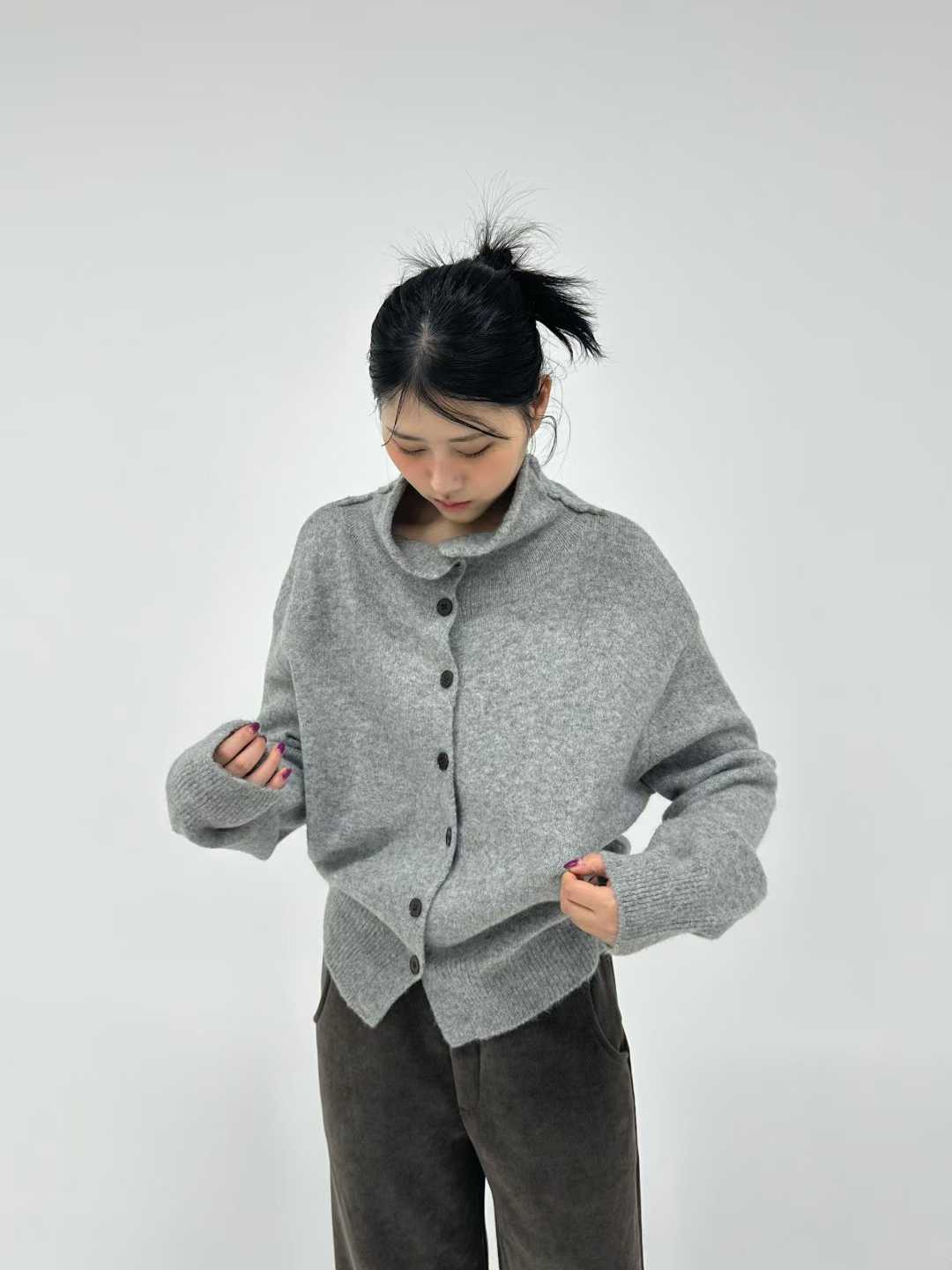DOVA SLOUCHY HIGH COLLAR CARDIGAN