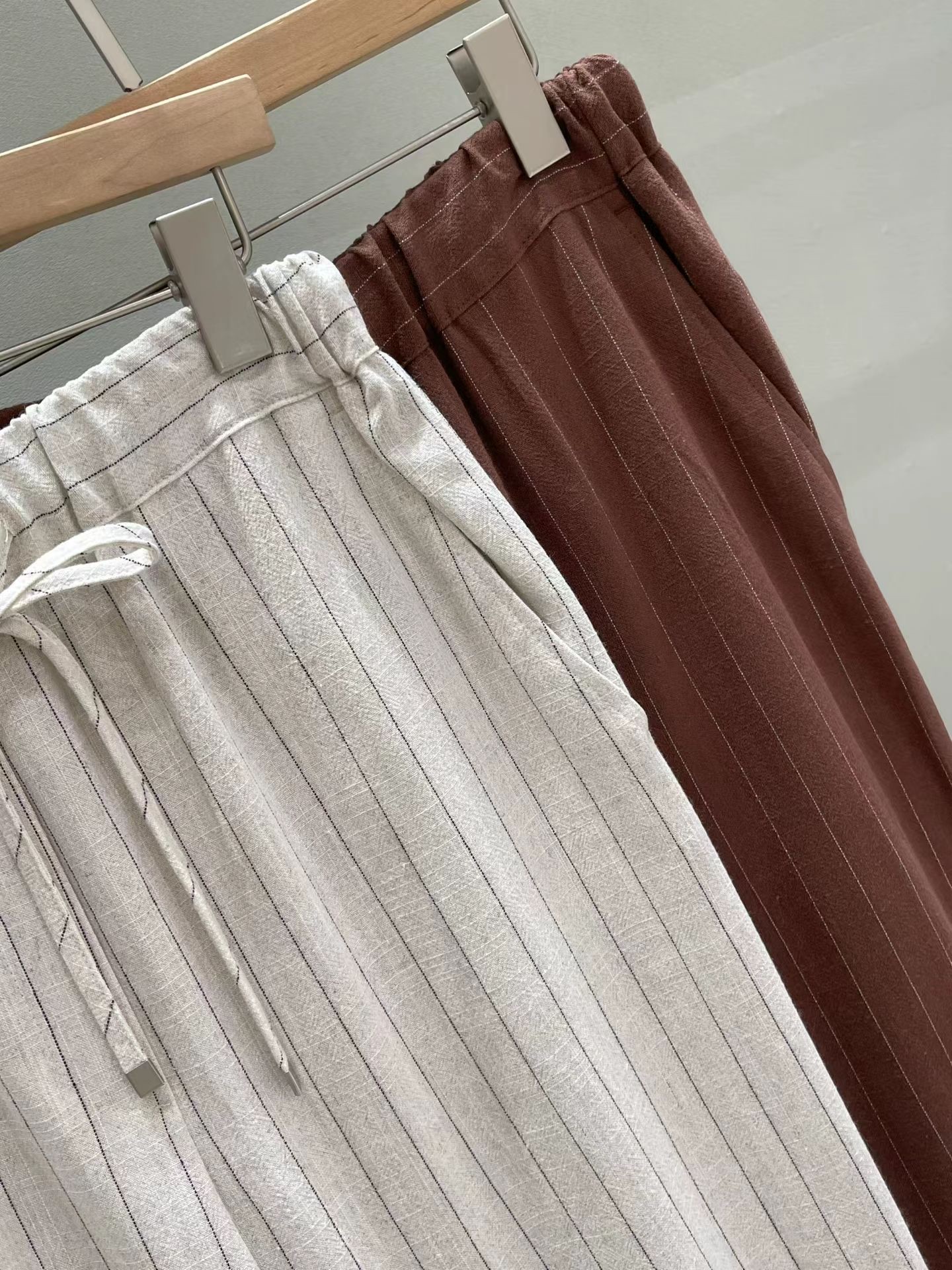 MU12 / PIN-STRIPE DRAWSTRING RELAX TROUSERS