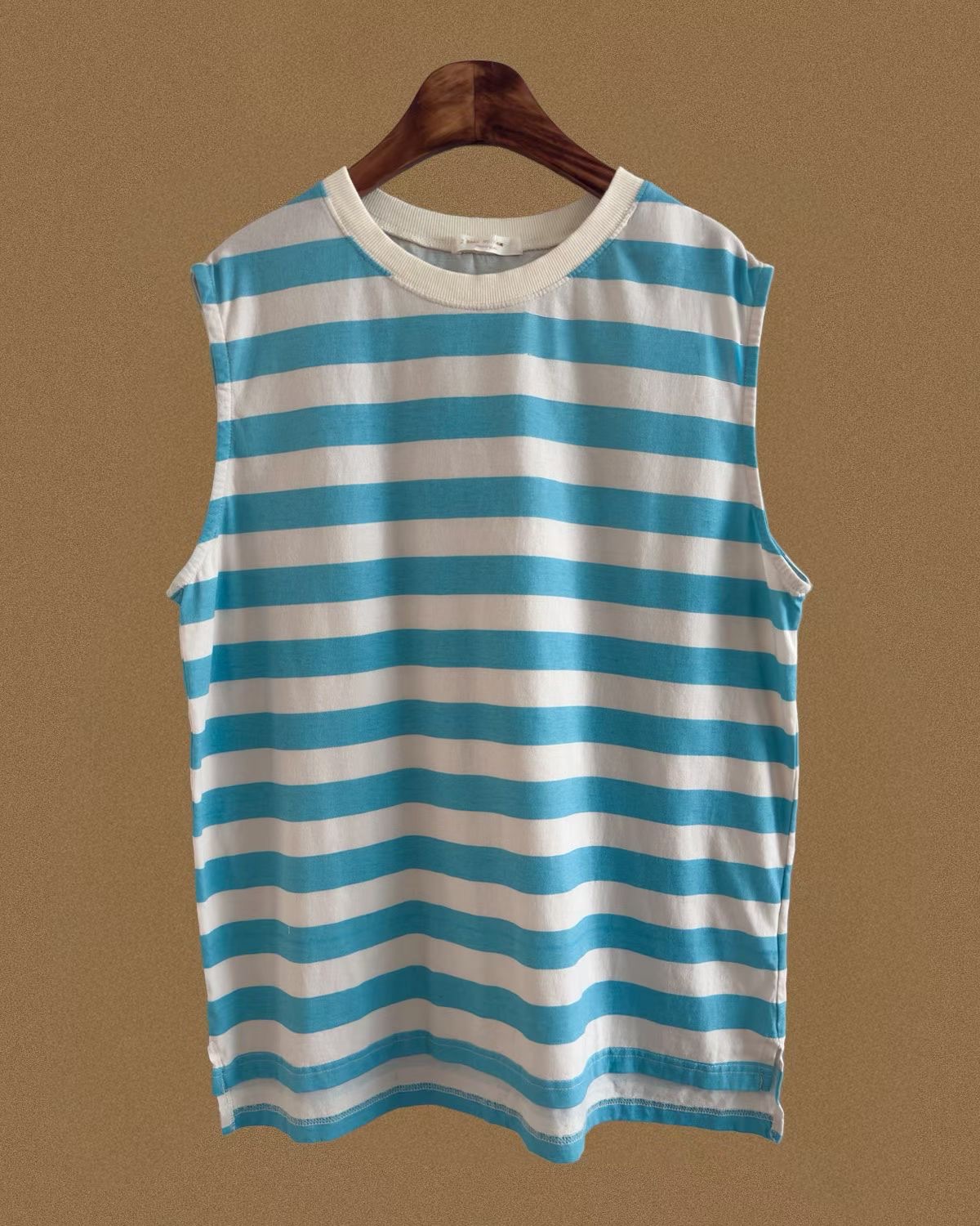 620826 / OVERSIZED STRIPE MUSCLE TEE