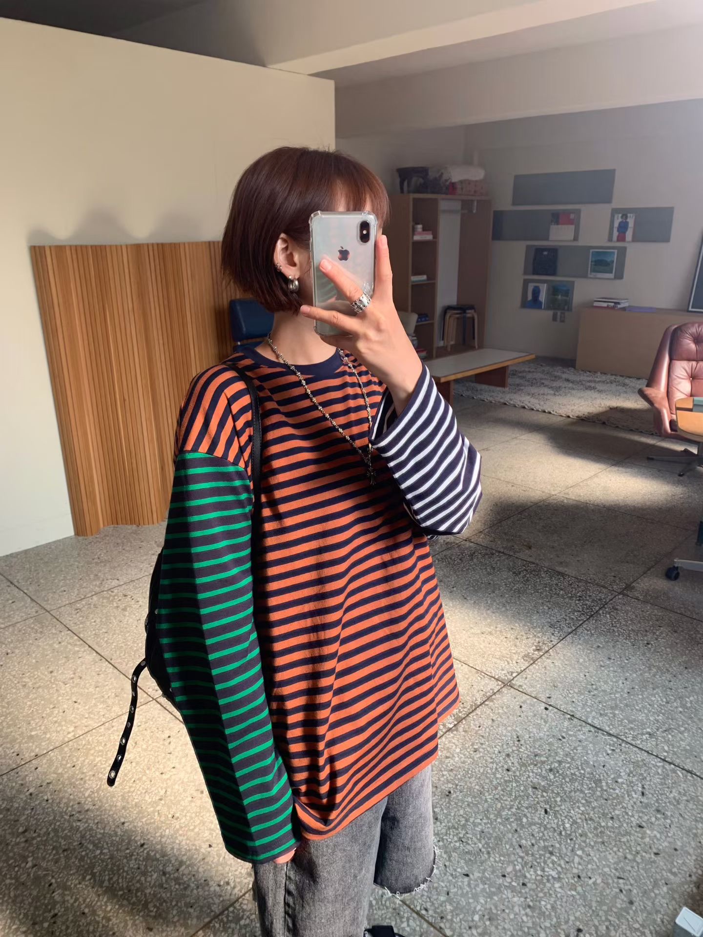 KL17 / COLOR-BLOCK 3 TONE STRIPE TEE