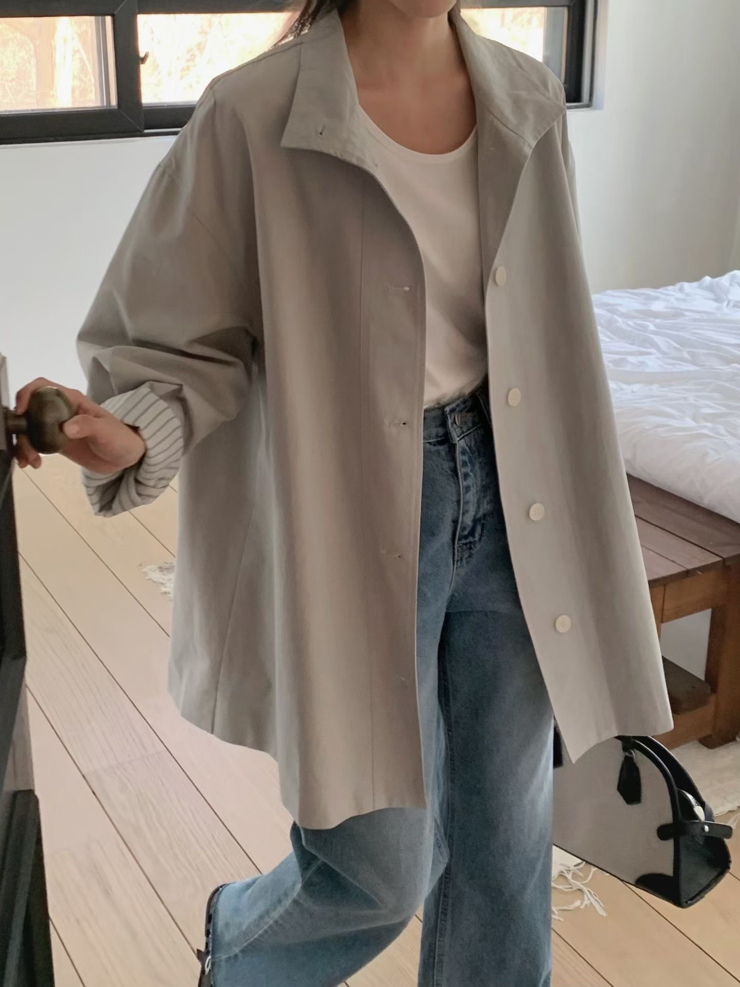 JU17 / CONTRAST CUFF FOLD-UP LIGHT JACKET