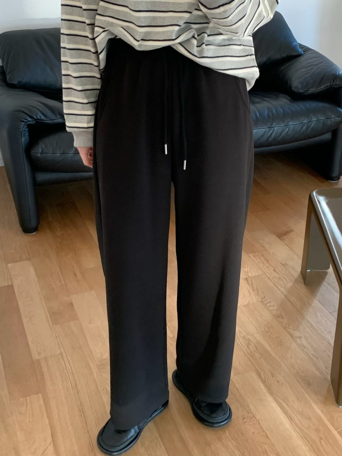 JU02 / ELASTIC WAISTBAND DRAWSTRING STRAIGHT JOGGER PANTS