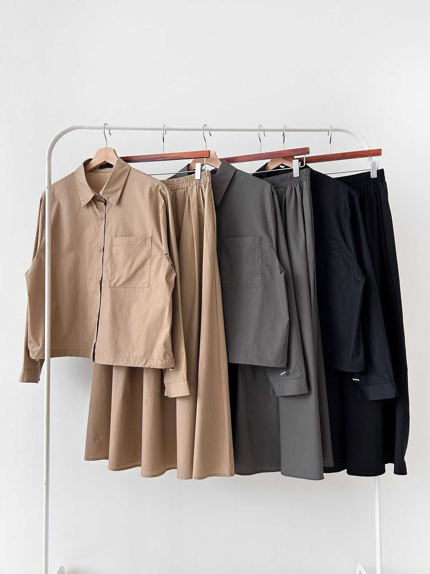 ELLIE TOGGLE HEM POCKET SHIRT/SKIRT SET