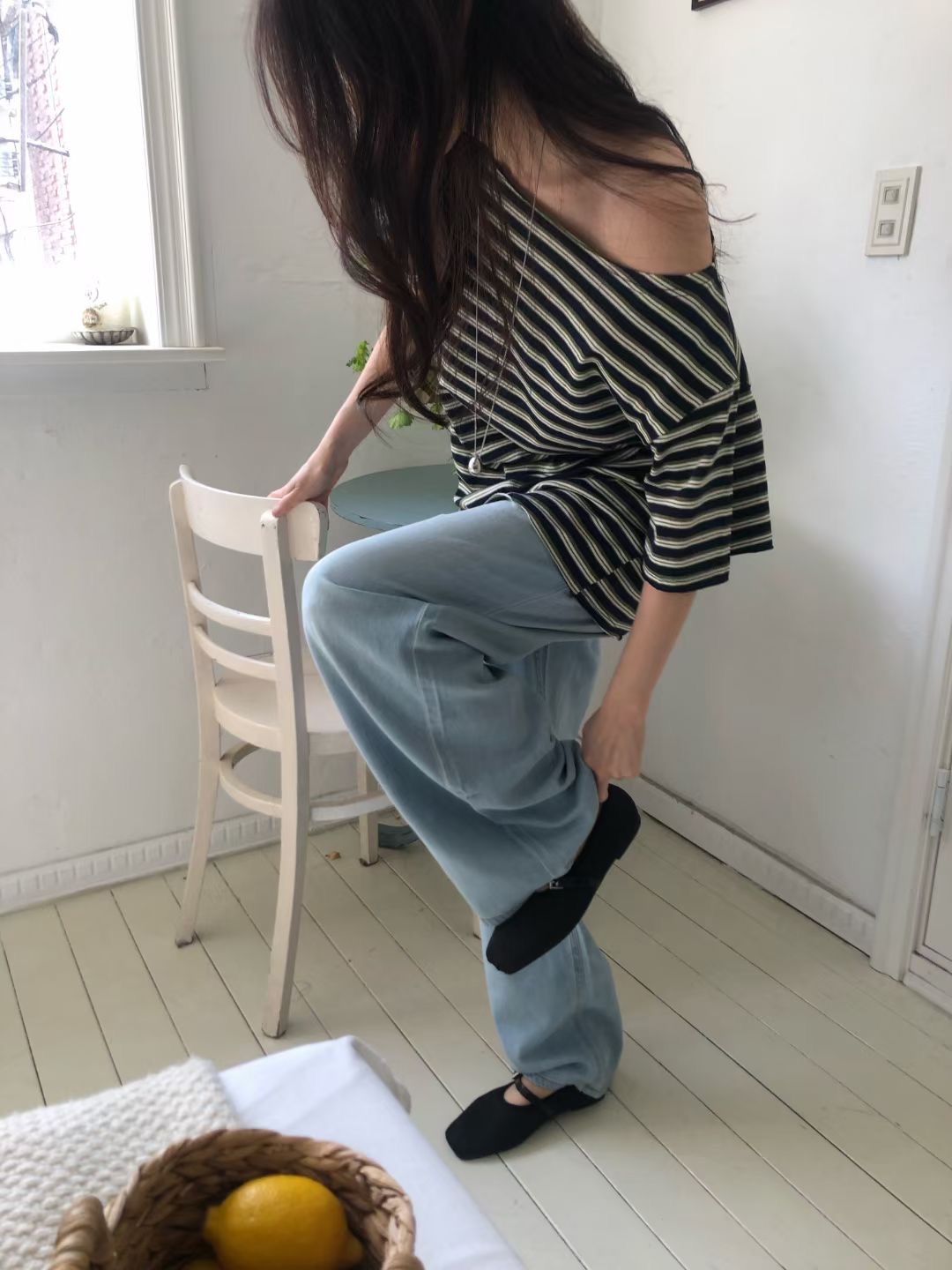 FG06 / WIDE NECKLINE STRIPE TEE