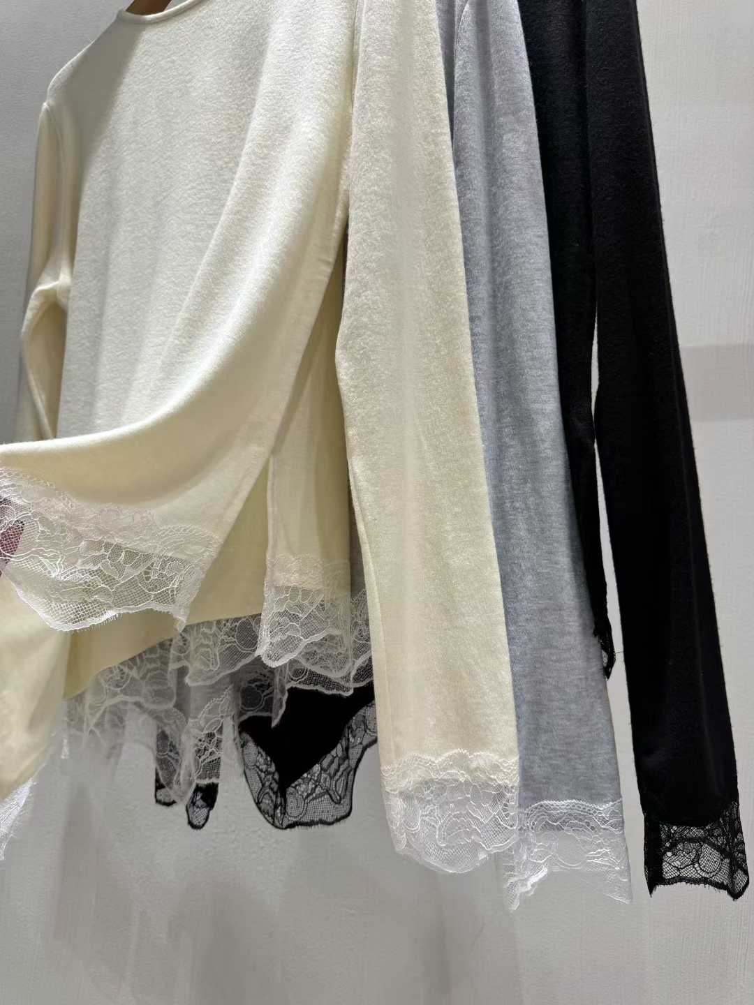 DAWN LACE TRIM ASYMMETRIC HEM PULLOVER