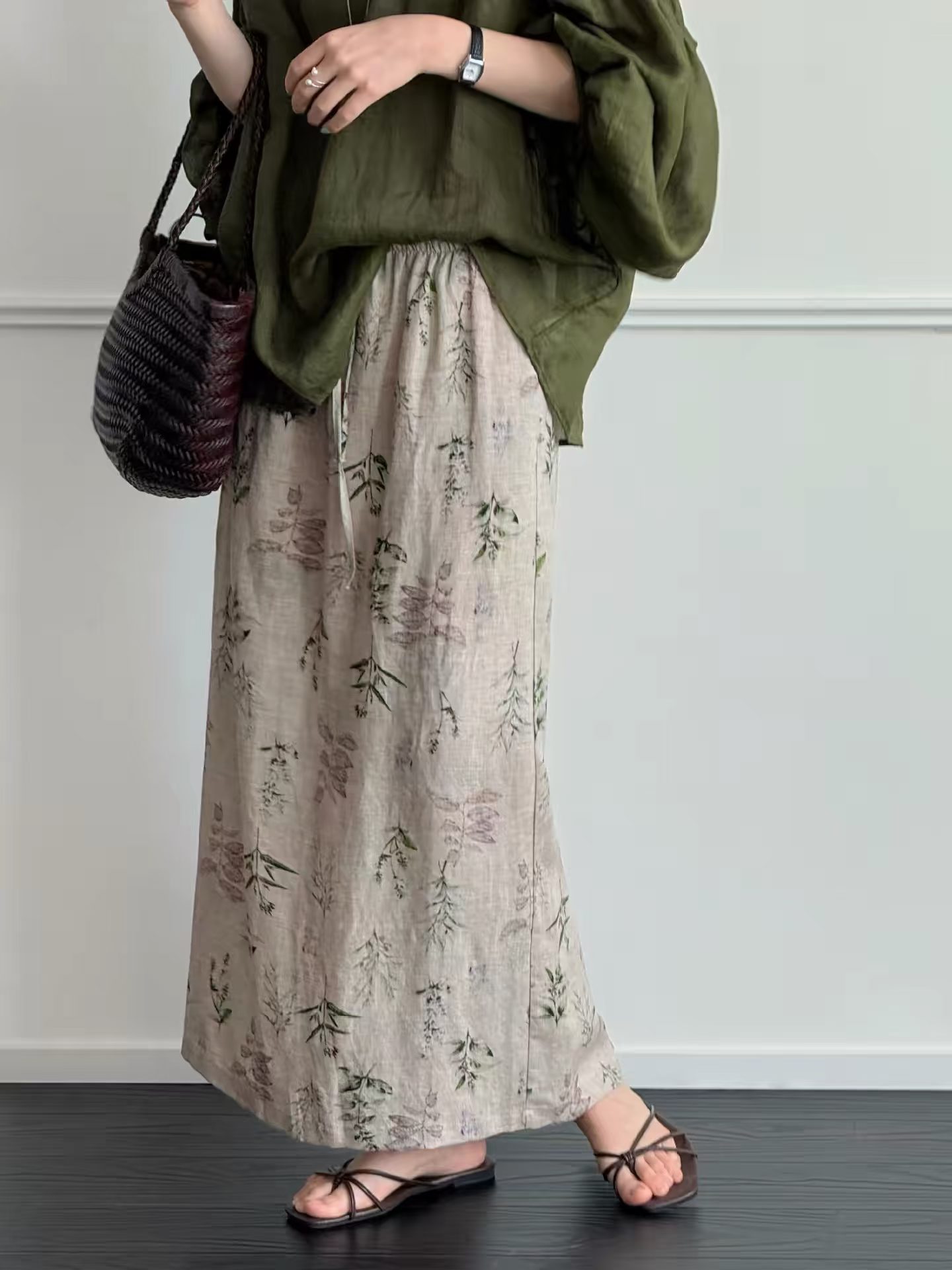 FATHIA PLANT PRINT SKIRT