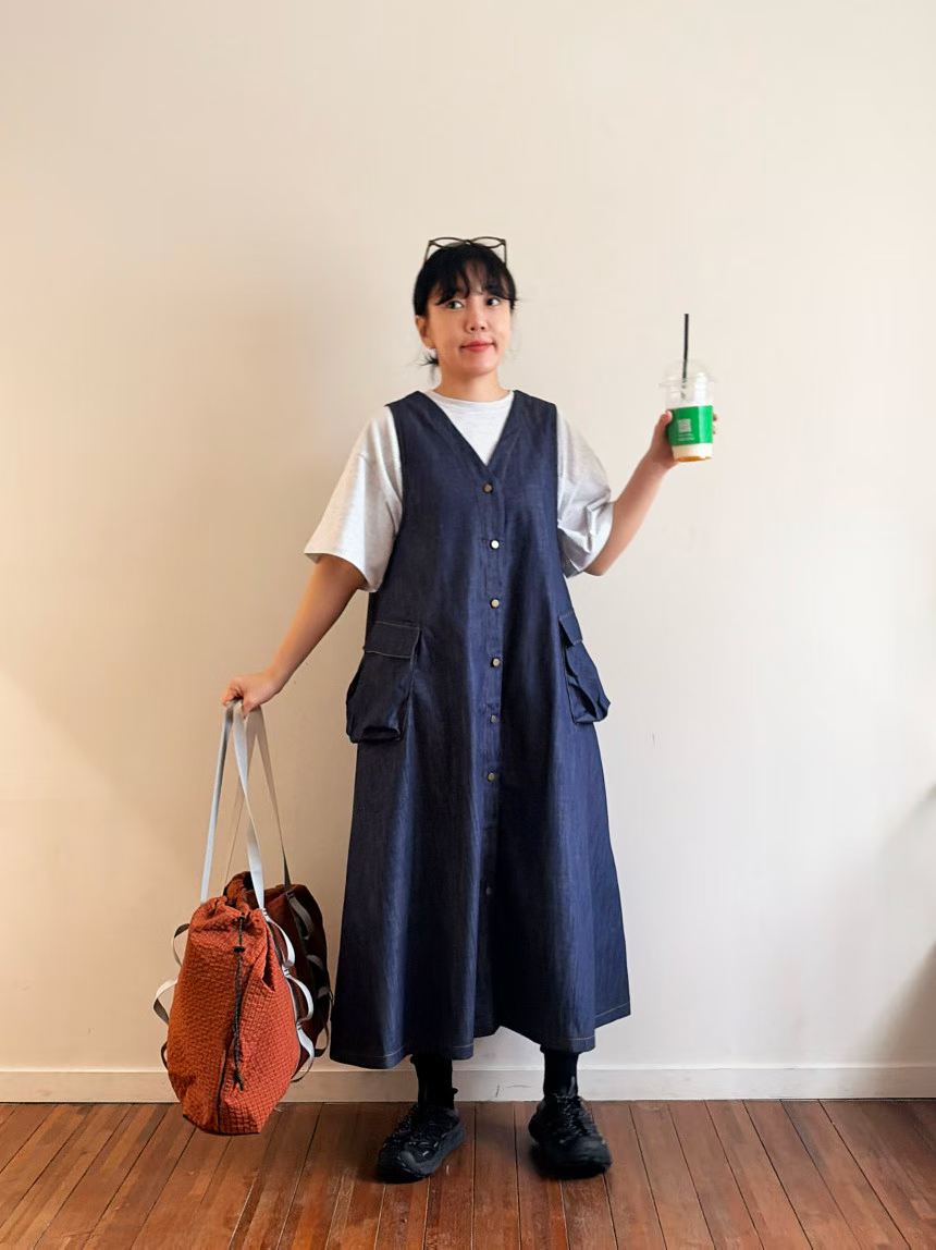 ESTER EMPHASIZED POCKETS PINAFORE DRESS