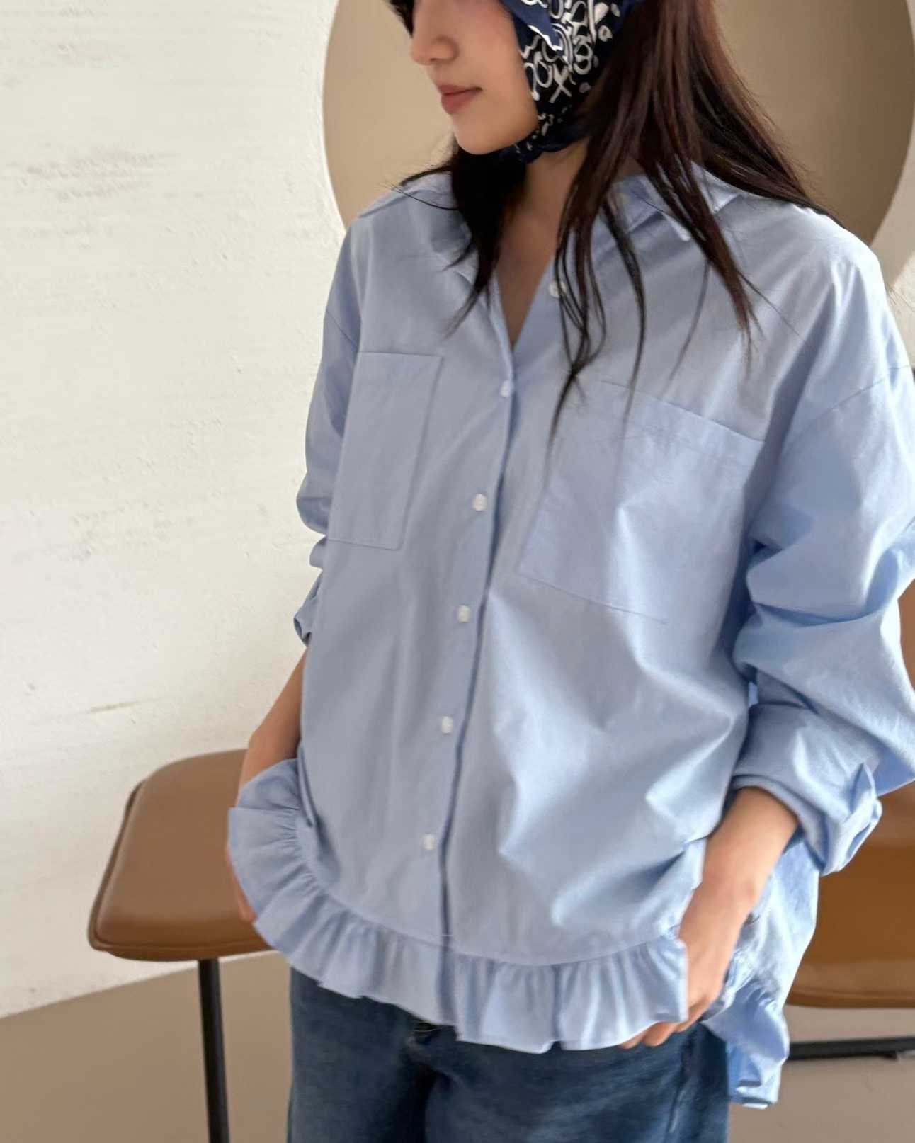 ESME RUFFLE HEM POCKET SHIRT