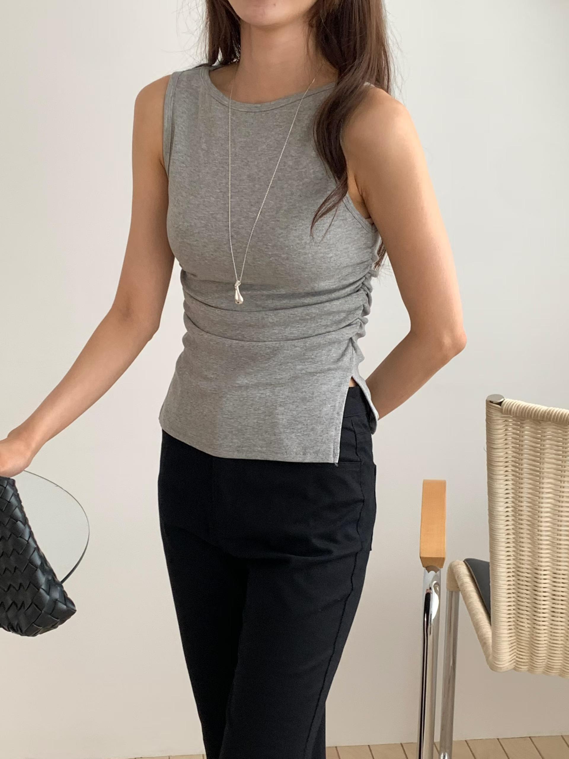 FATIMA SIDE RUCH FITTED TANK TOP