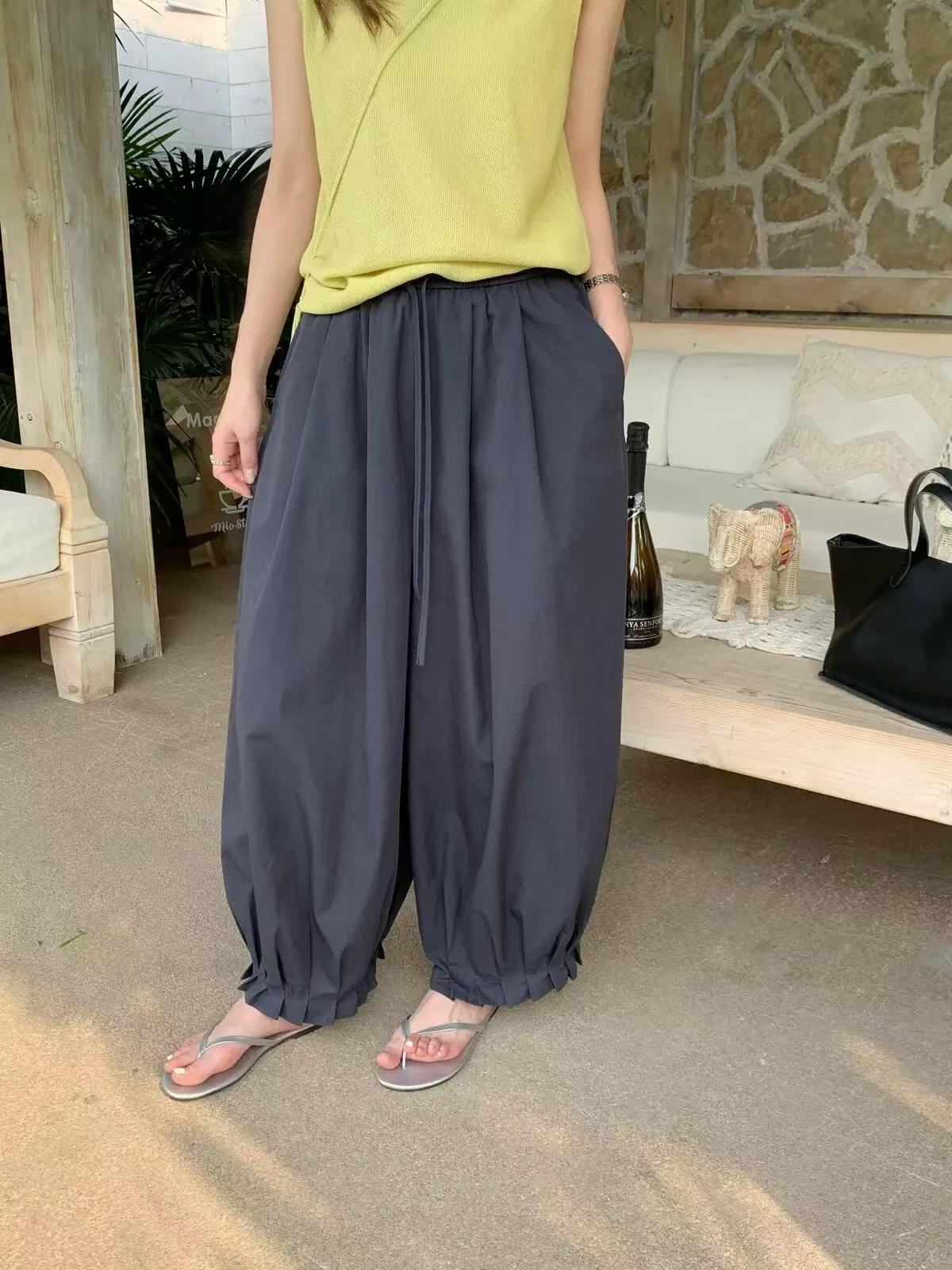 ELISHA PLEATED HEM ELASTIC BANDING PANTS