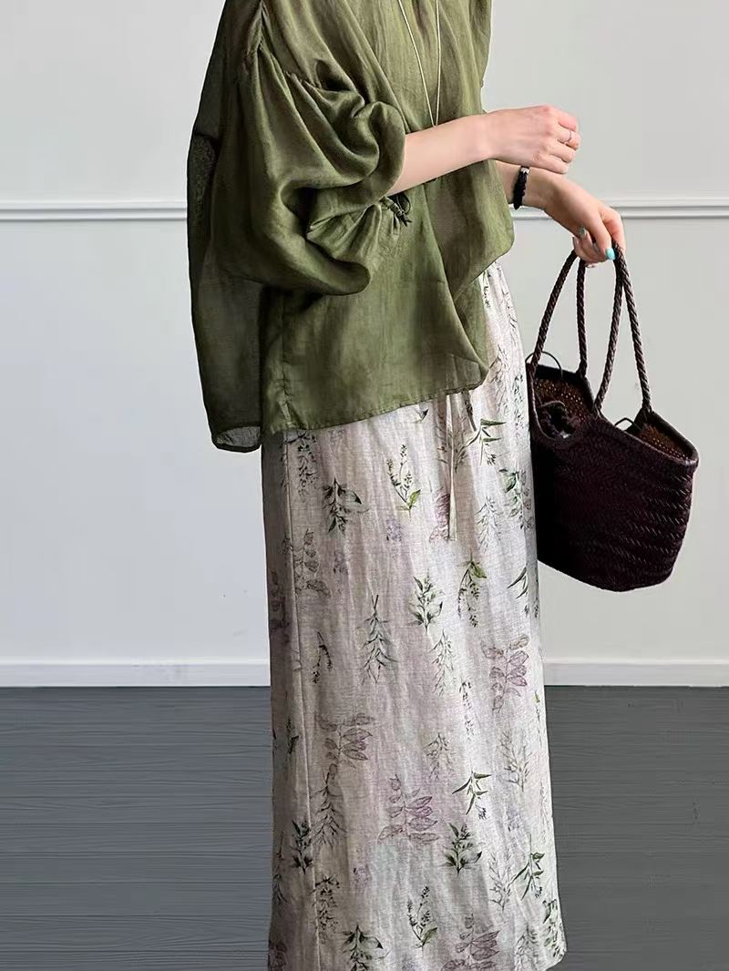 FATHIA PLANT PRINT SKIRT