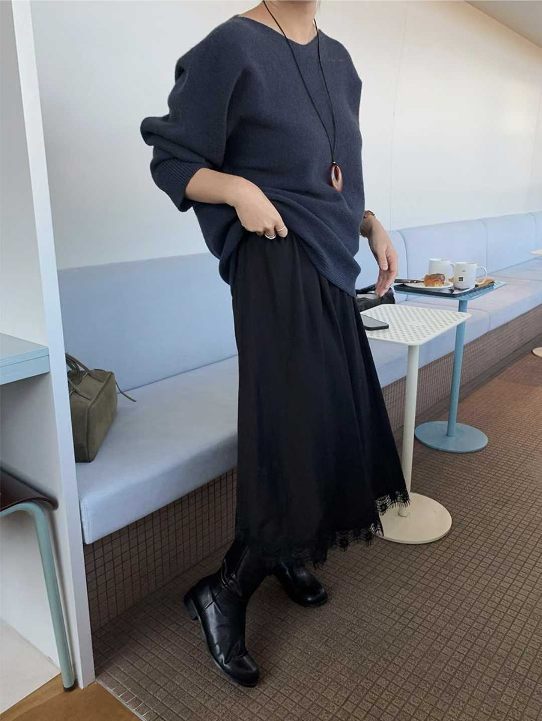 DEVORAH LACE TRIM A-LINE SKIRT