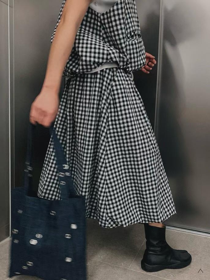 ELIORA CHECKERED BUBBLE SKIRT