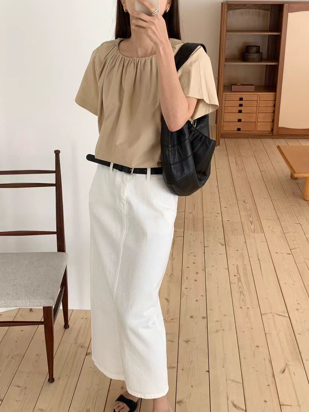 EDDIE SHIRRING COLLAR BLOUSE