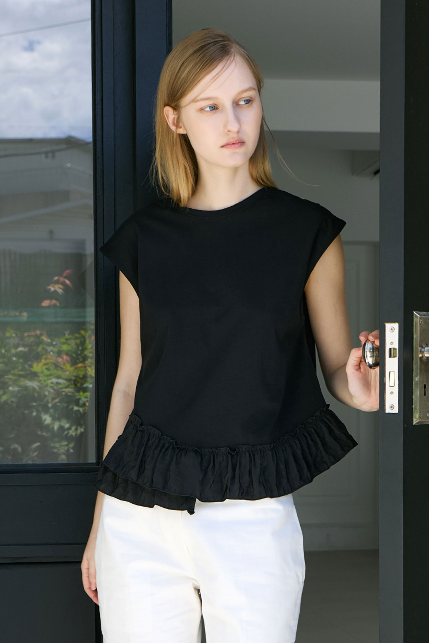 WW28 / RV FRILL CAP SLEEVES TEE