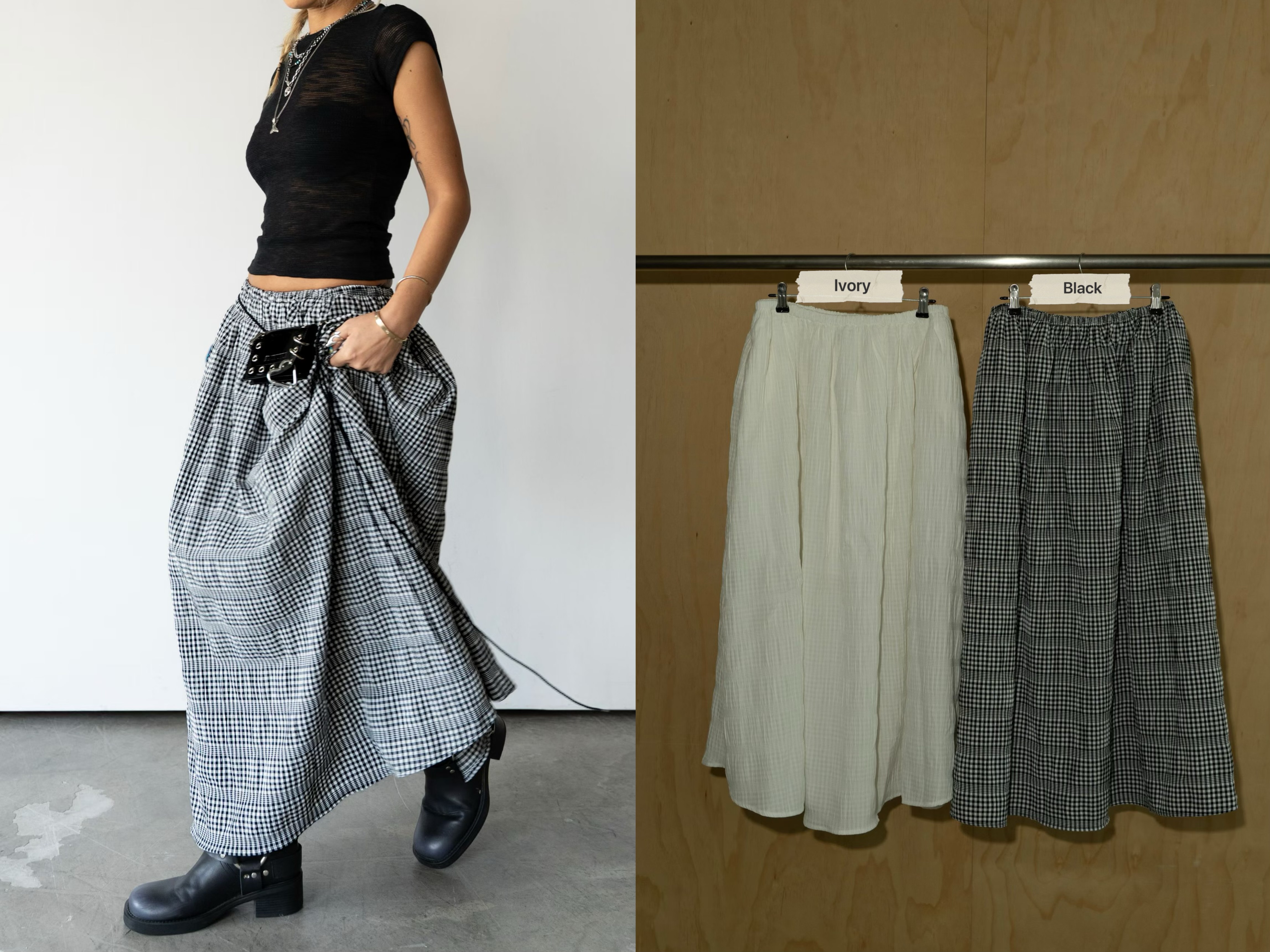 SK200426/BANDED WAIST TEXTURED POCKET SKIRT