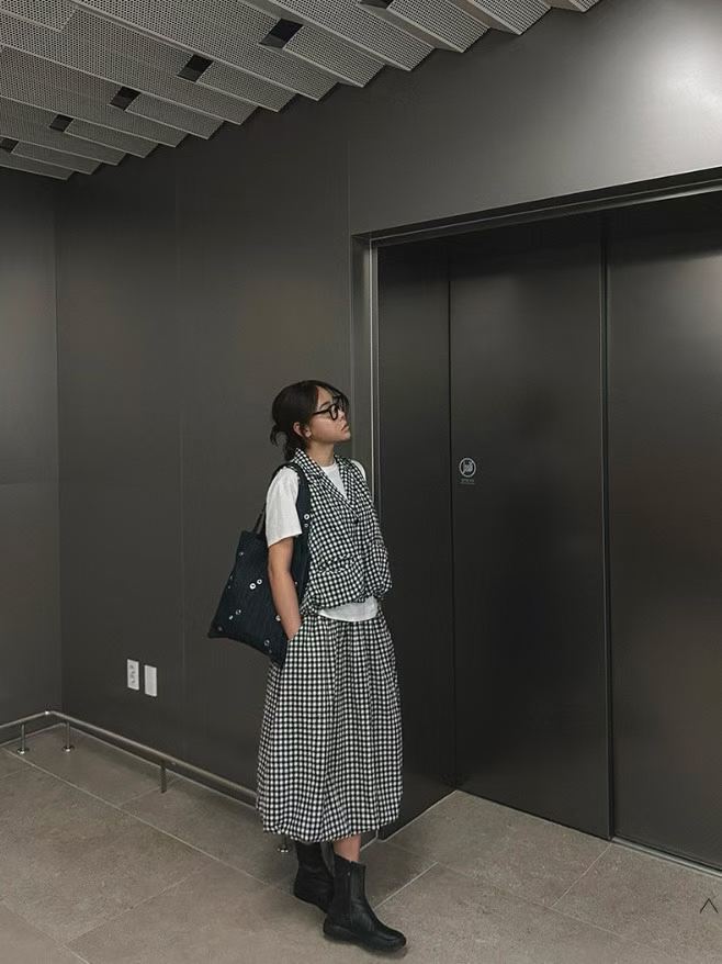 ELIORA CHECKERED BUBBLE SKIRT
