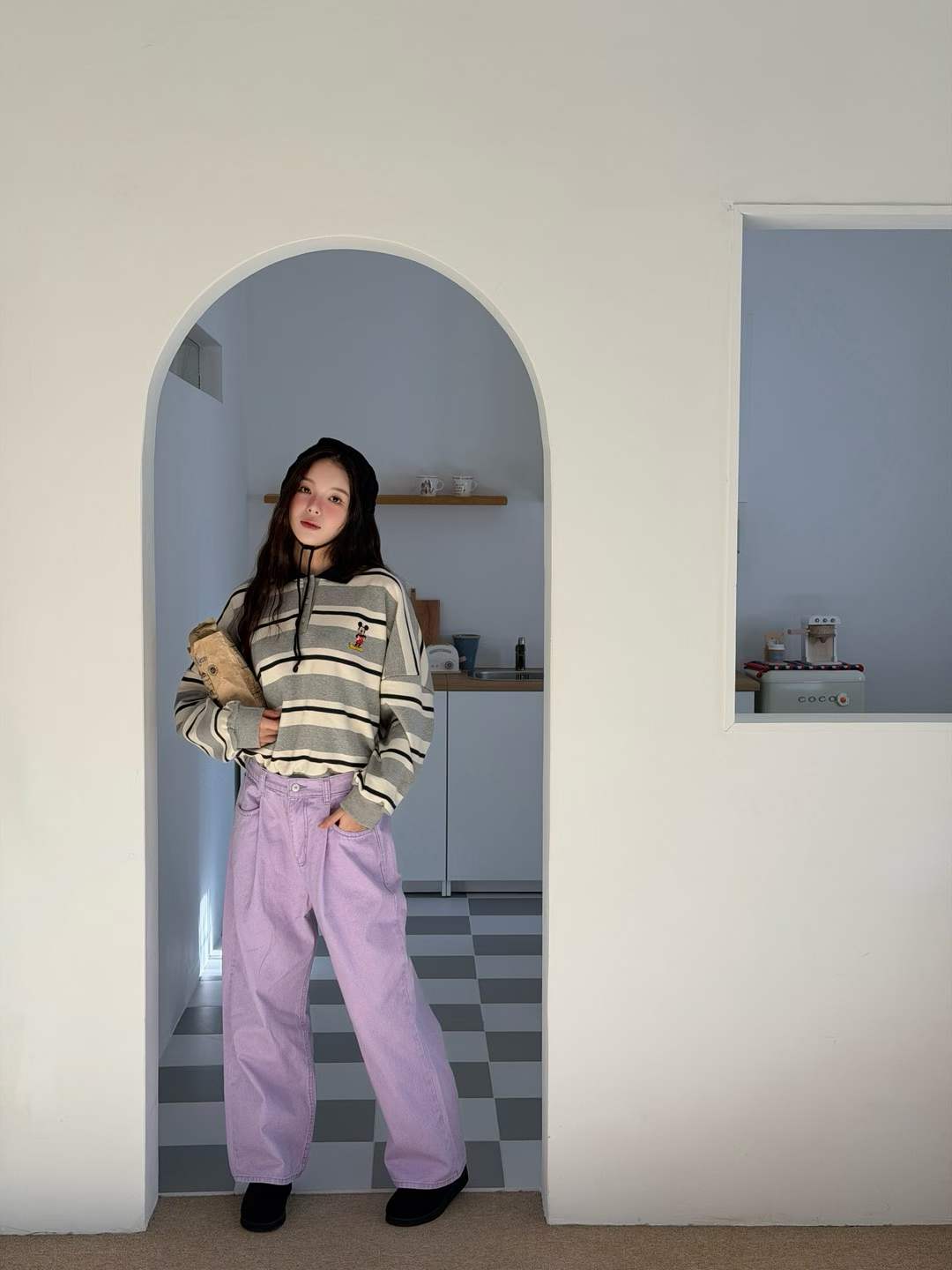 DRU MICKEY STRIPE POLO TOP