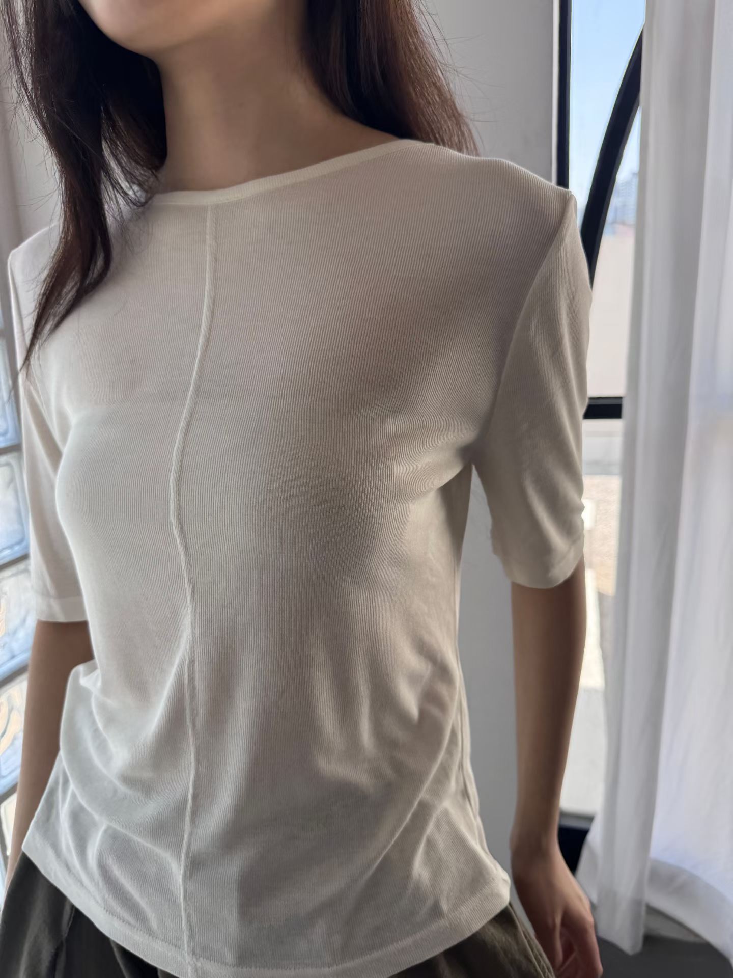 ERIKA 3/4 SLEEVES RIBBED TEE