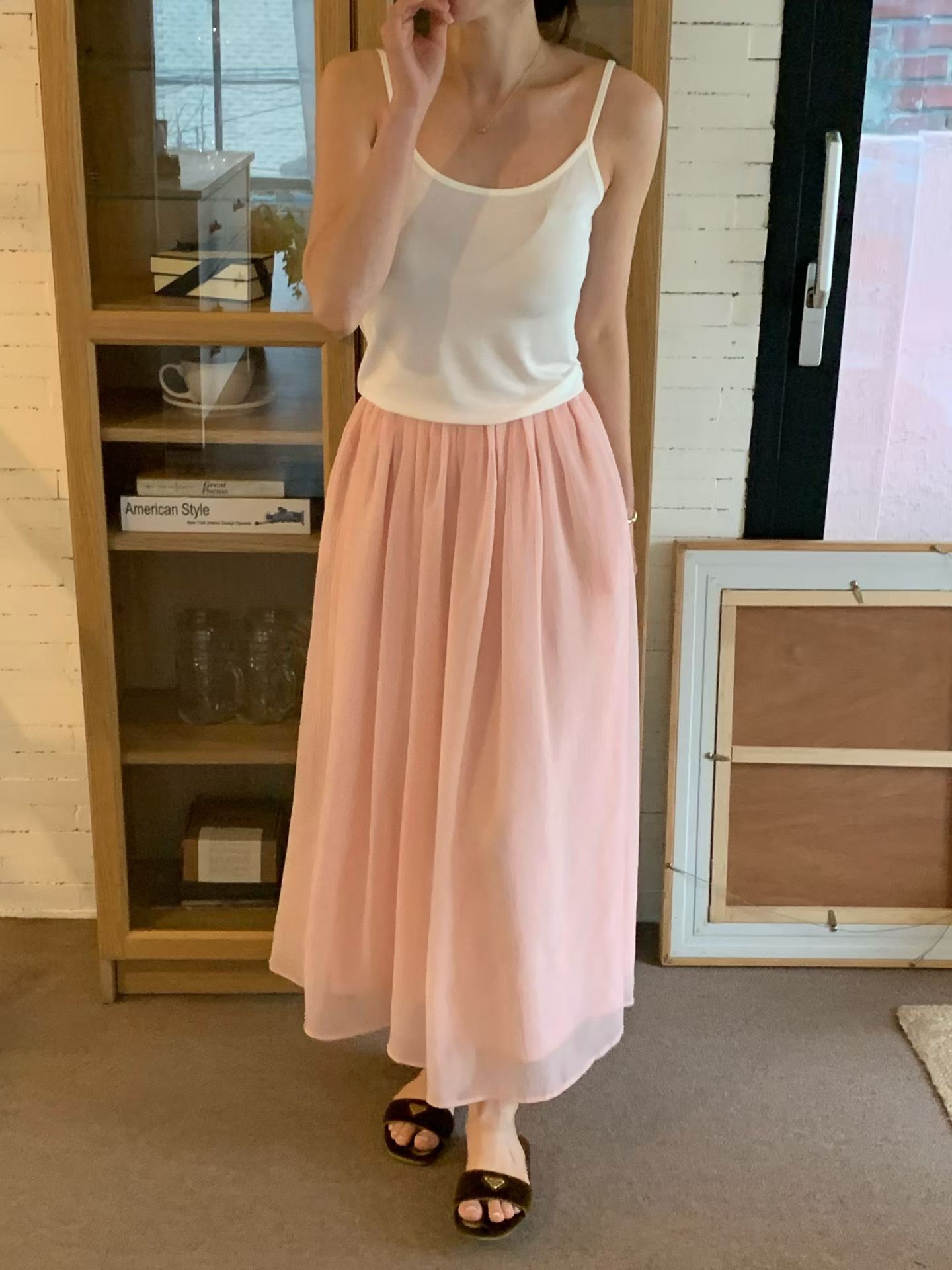EMERALD FLOWY GAUZE SKIRT