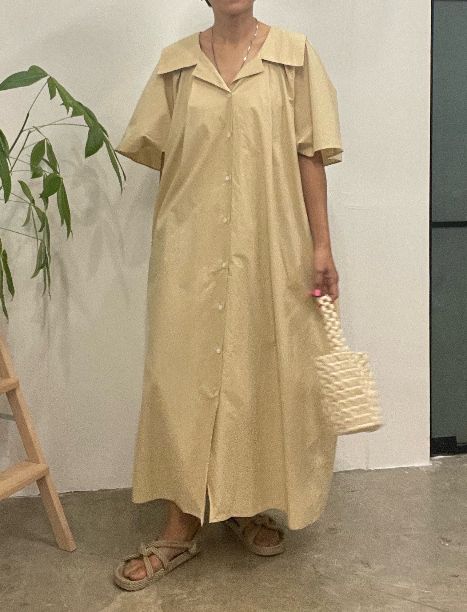 Sofie twisted back details pocket shirt dress