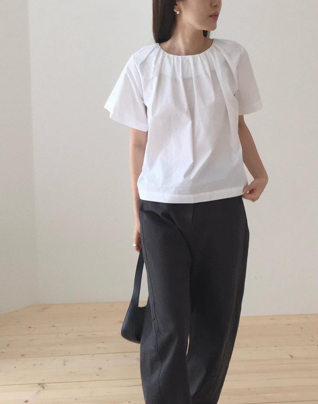 EDDIE SHIRRING COLLAR BLOUSE