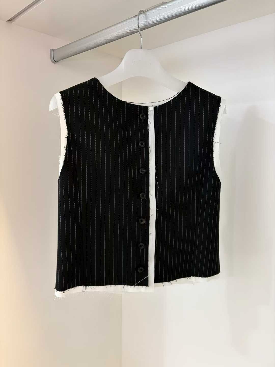 ELIZA RAW EDGE PINSTRIPE VEST