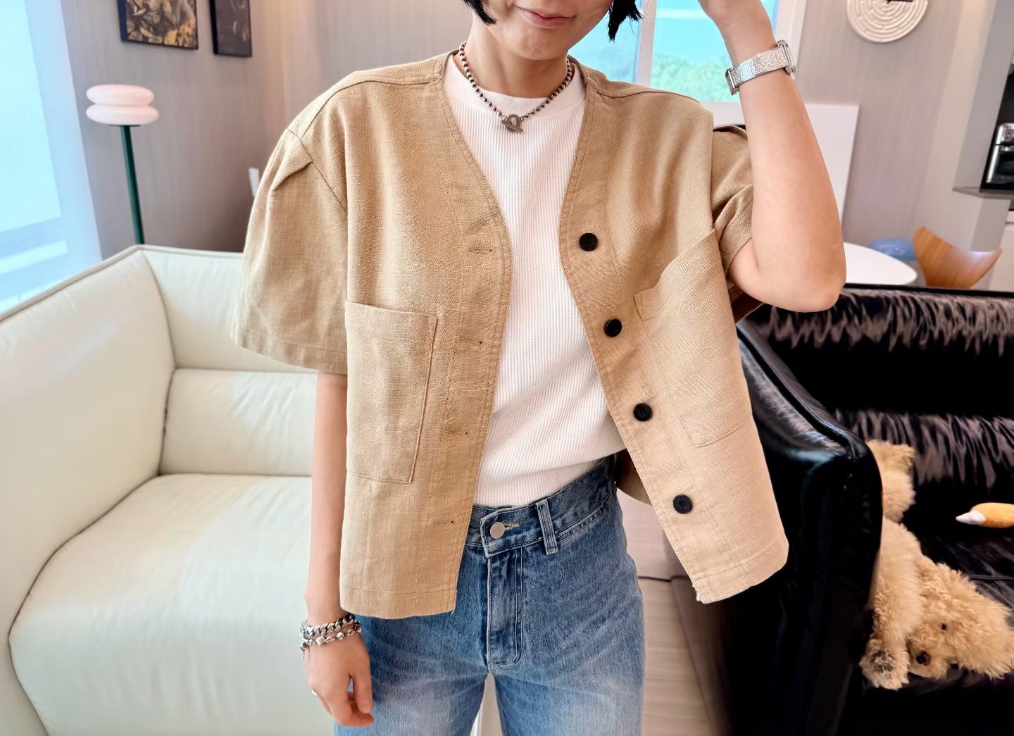 780426/DARTED SLEEVES OUTER TOP 