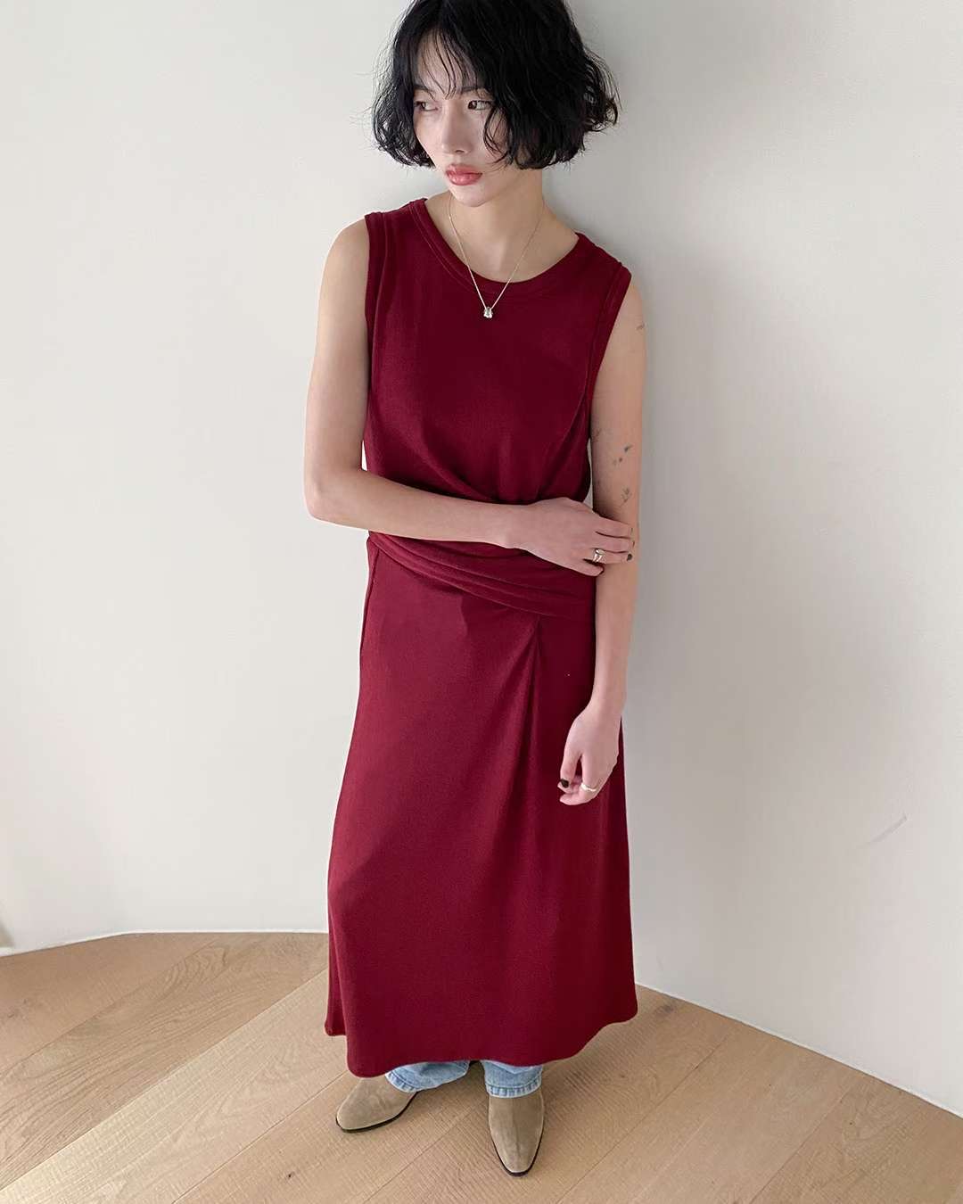 TS15 / TIE-WRAP AROUND SLEEVELESS DRESS