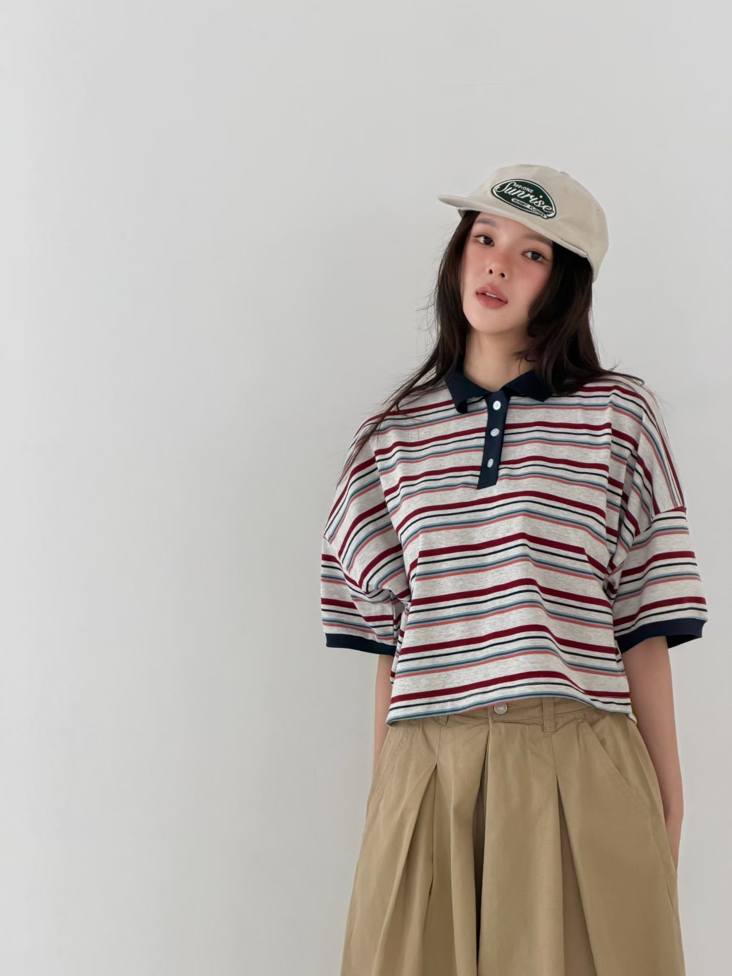 PG39 / DROP SHOULDER STRIPE POLO