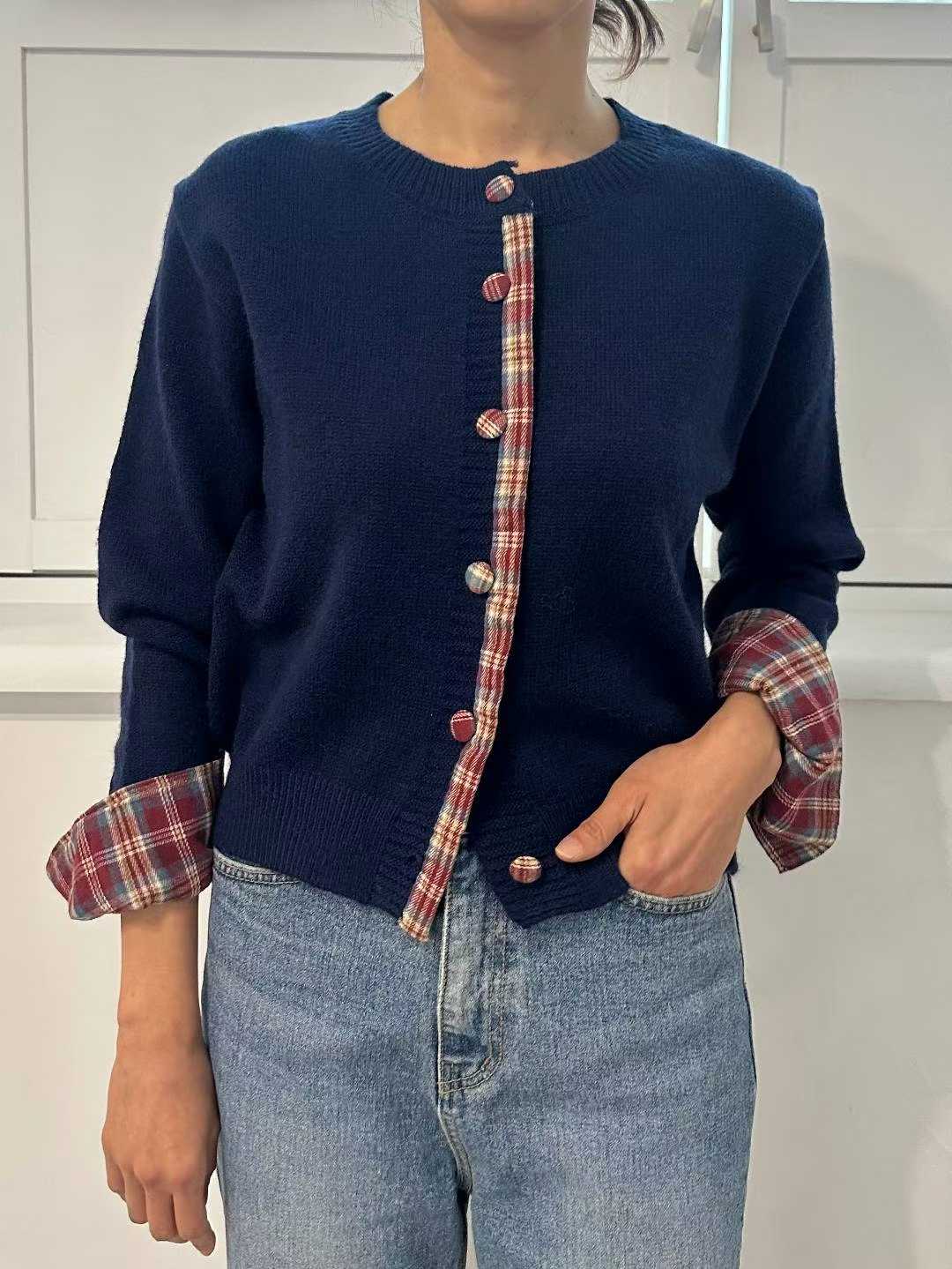 DIXIE PLAID TRIMMING CARDI-TOP