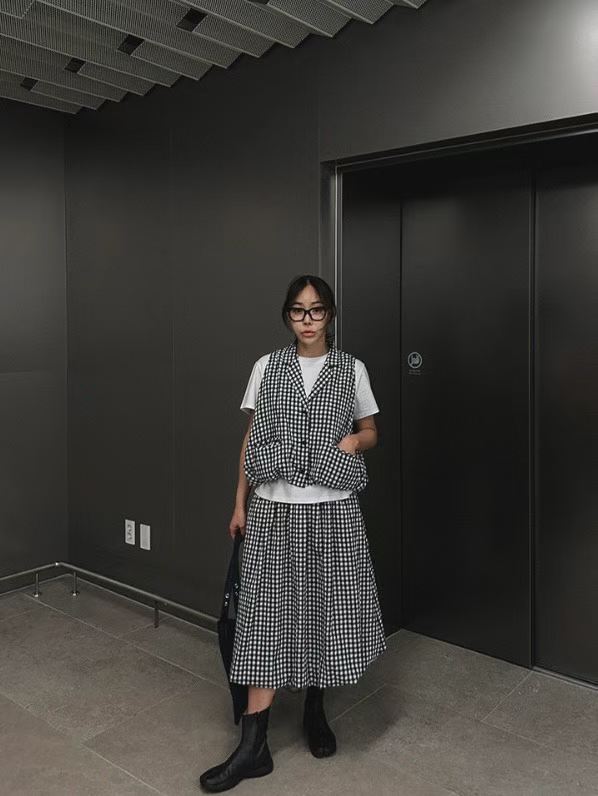 ELIORA CHECKERED BUBBLE SKIRT