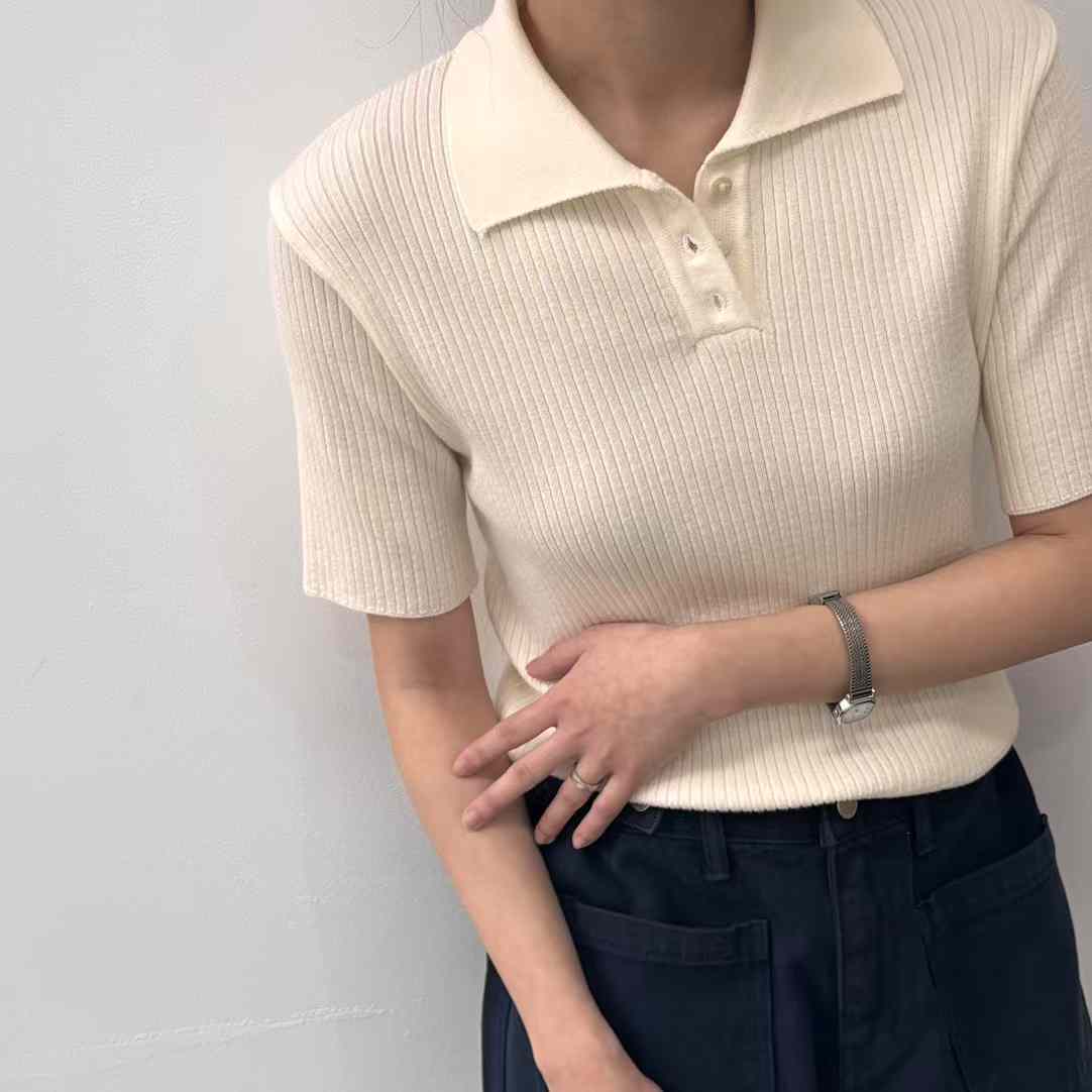 CELESTE KNITTED POLO TOP