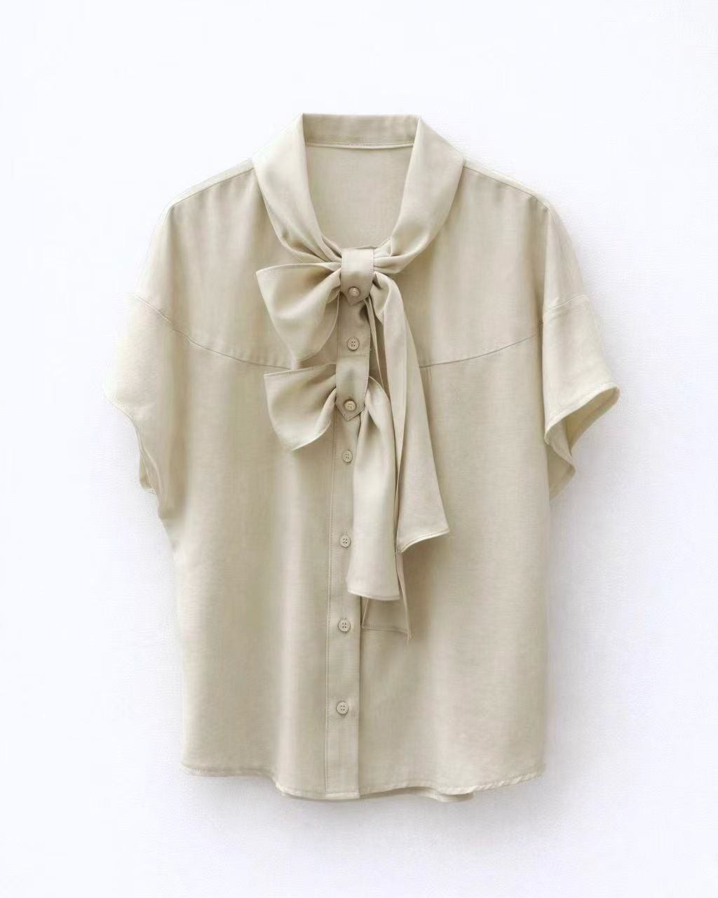 ME08 / Double Bow Button Down Blouse