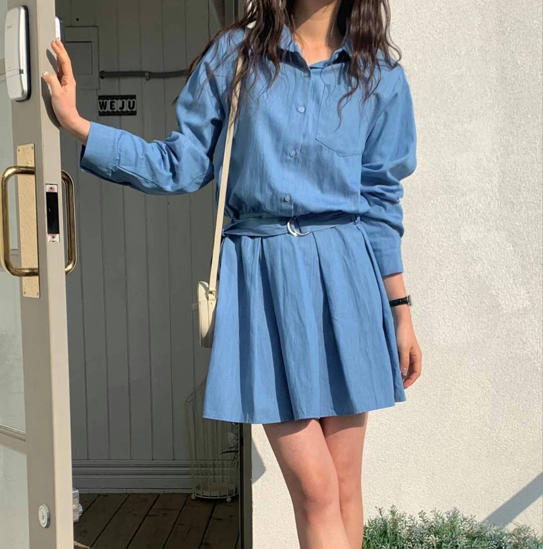 CHLOE BELTED COLLAR SHORT DRESS