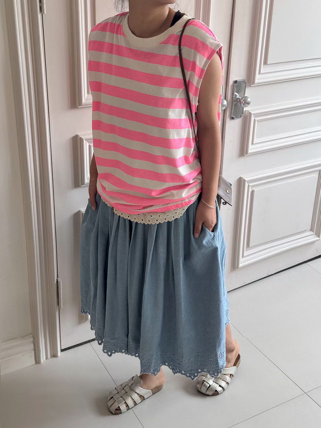 620826 / OVERSIZED STRIPE MUSCLE TEE