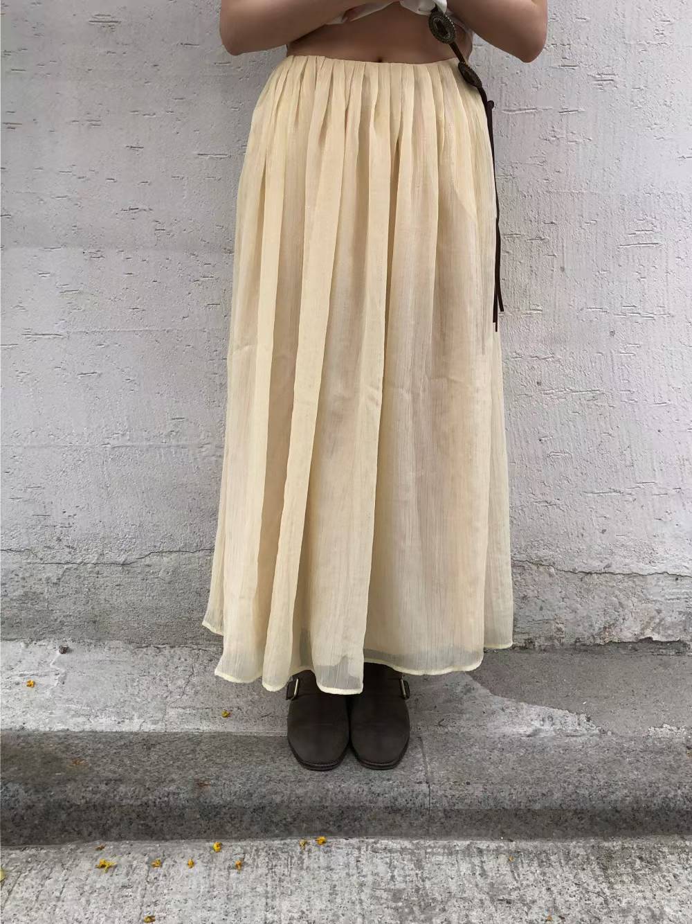 EMERALD FLOWY GAUZE SKIRT