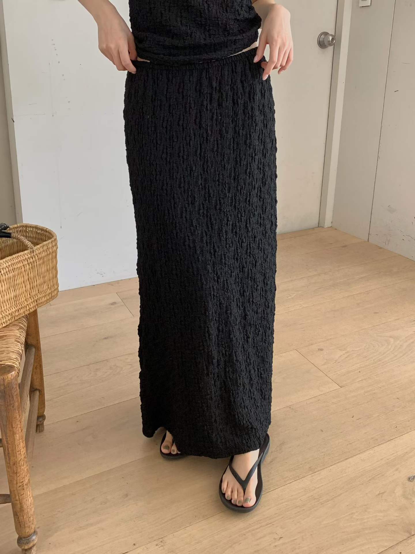 FINLEE TEXTURED BANDING MAXI SKIRT