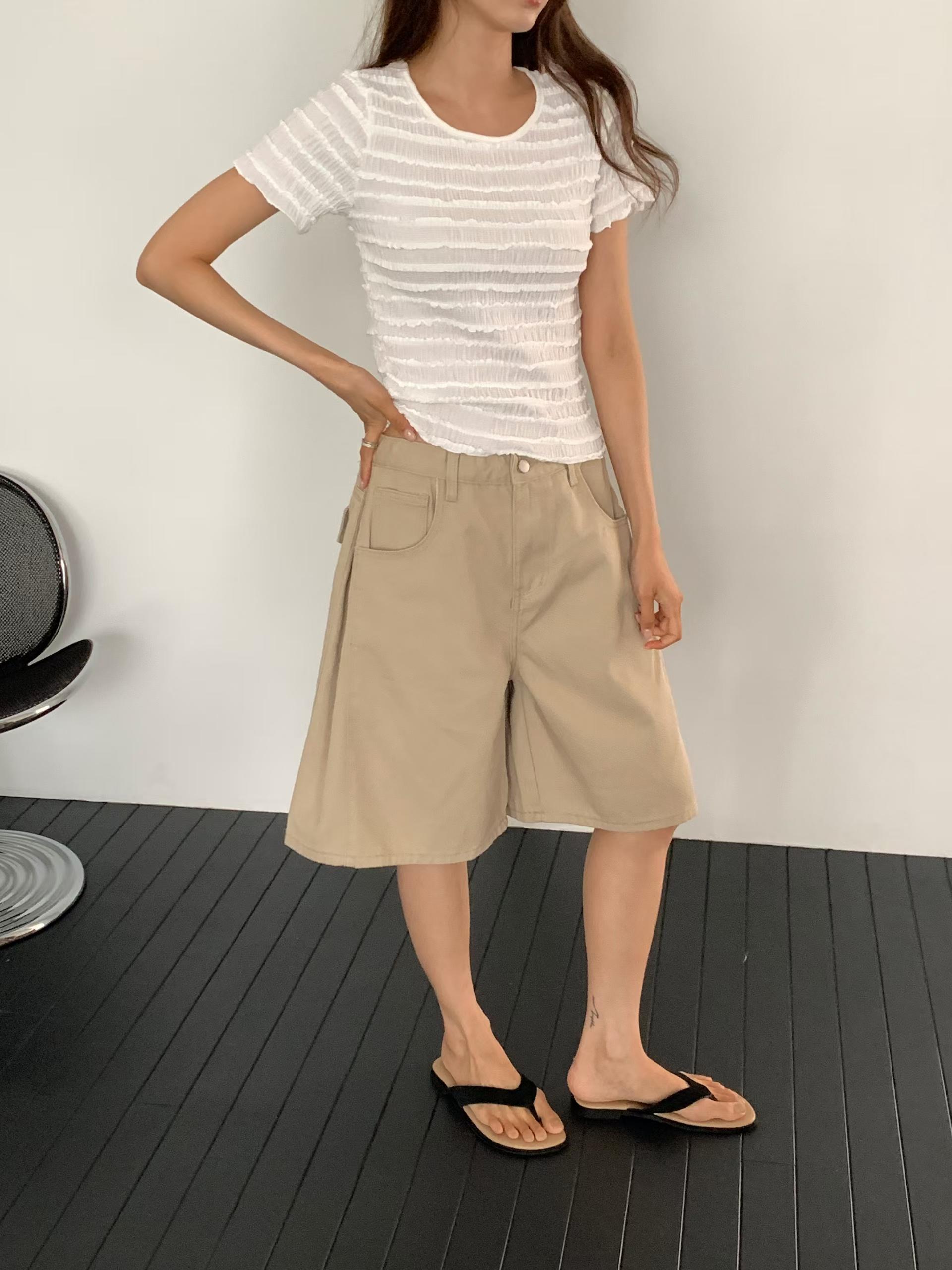 FRANCESCA TEXTURED RUCH TEE