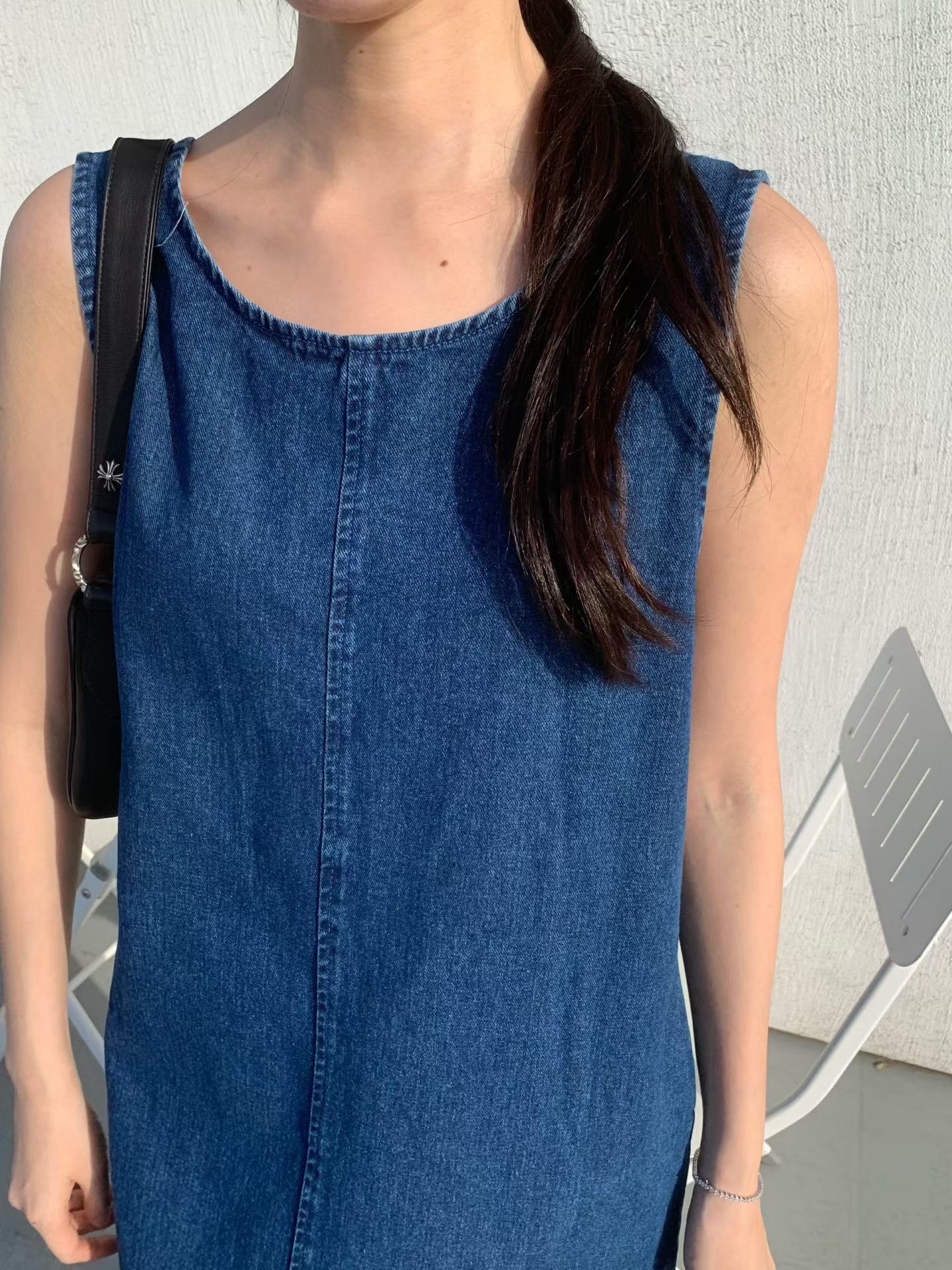 PG27 / SLEEVELESS POCKET DENIM DRESS