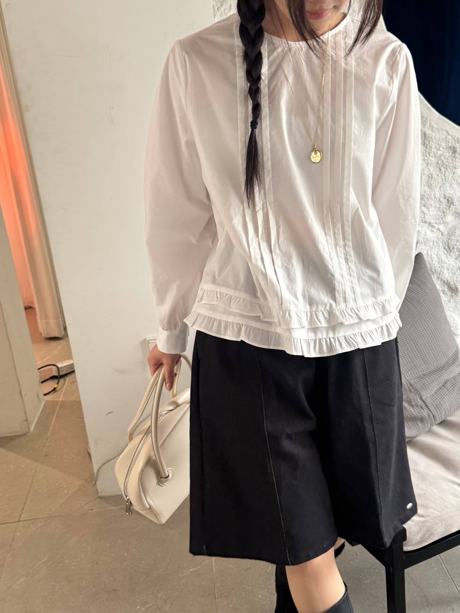 EGYPT RUFFLE HEM TWO WAYS BLOUSE