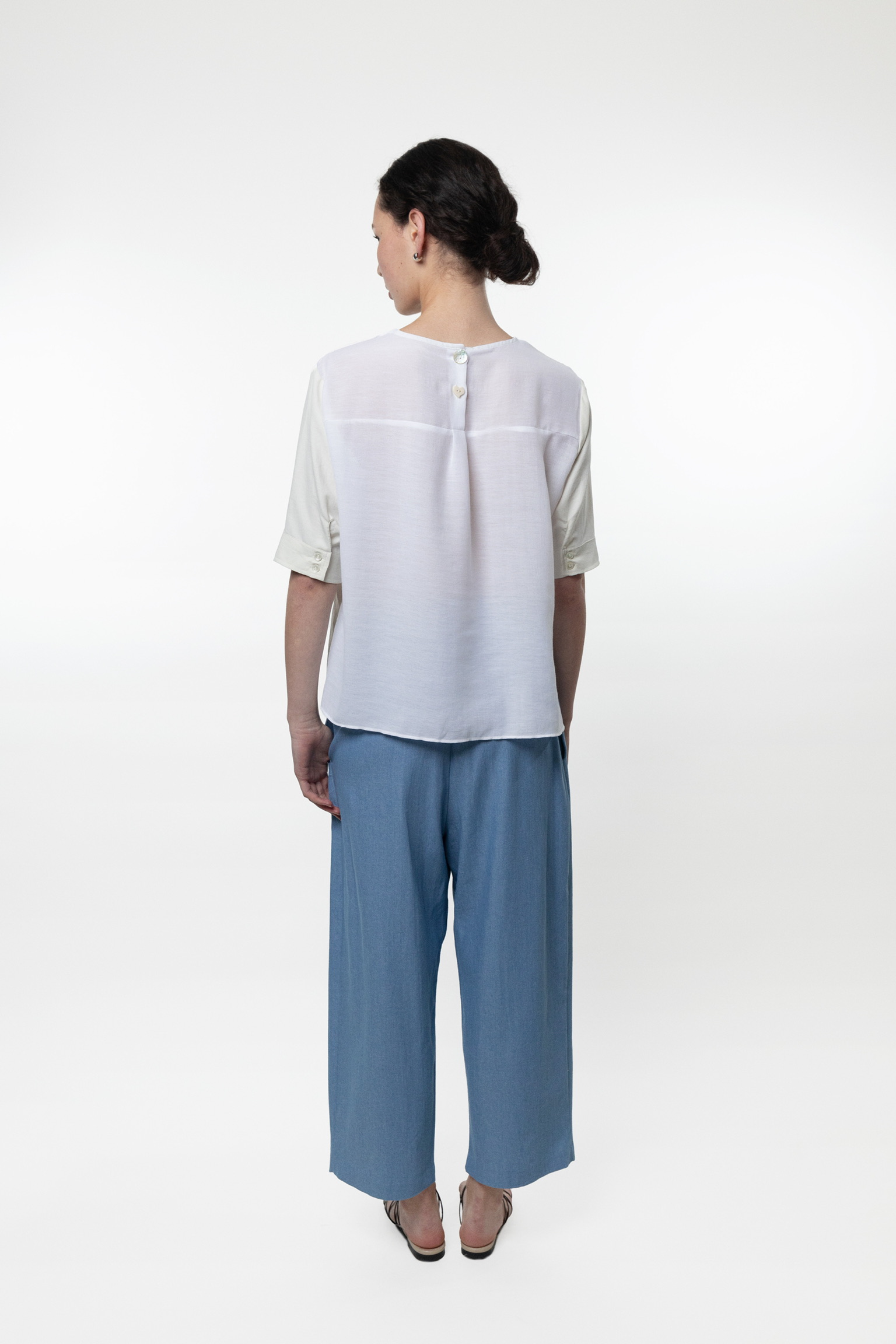 AL03/ DUO FABRIC POCKET BLOUSE