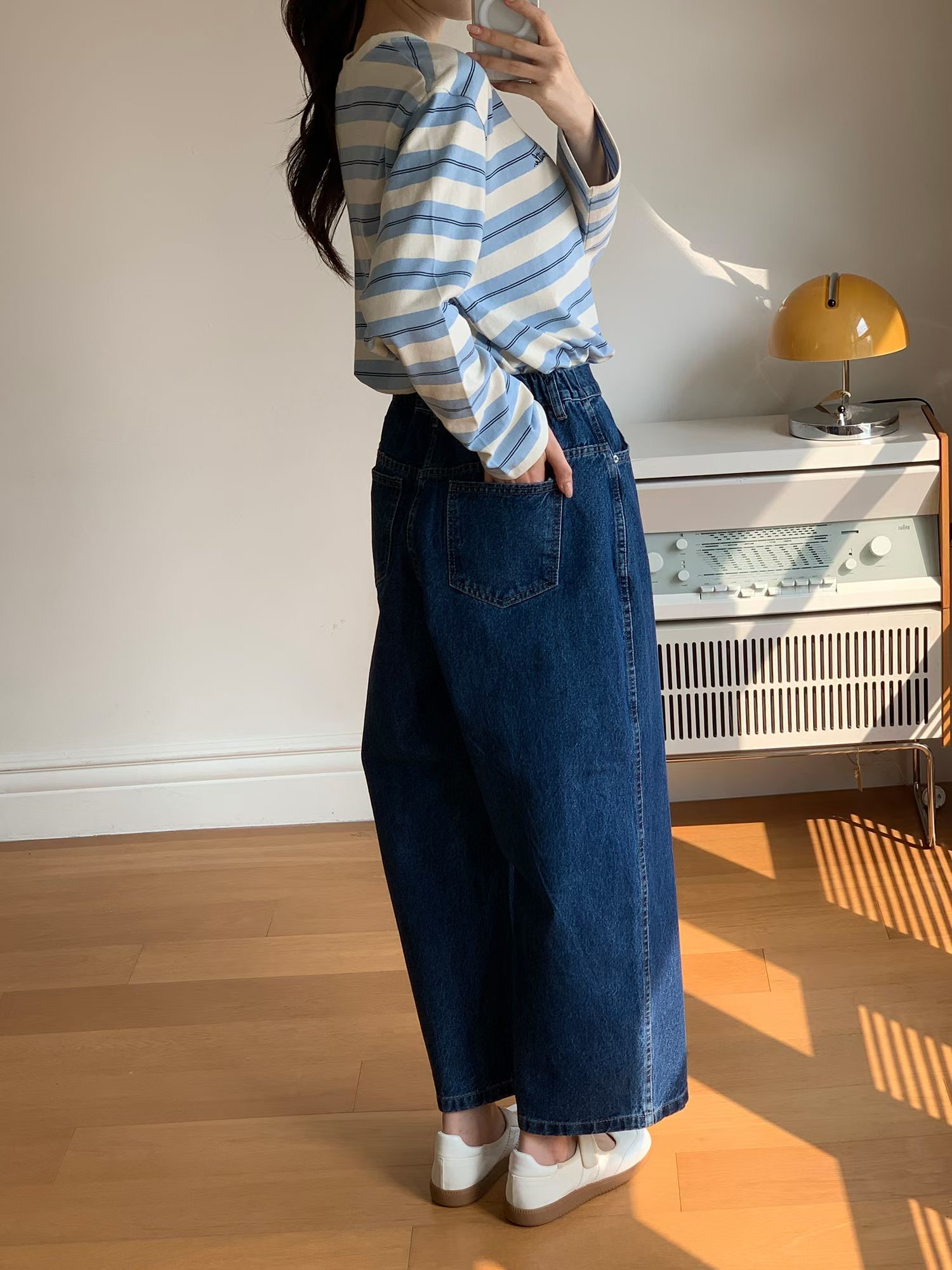 PG30 / ELASTIC WAISTBAND ANKLE LENGTH JEANS