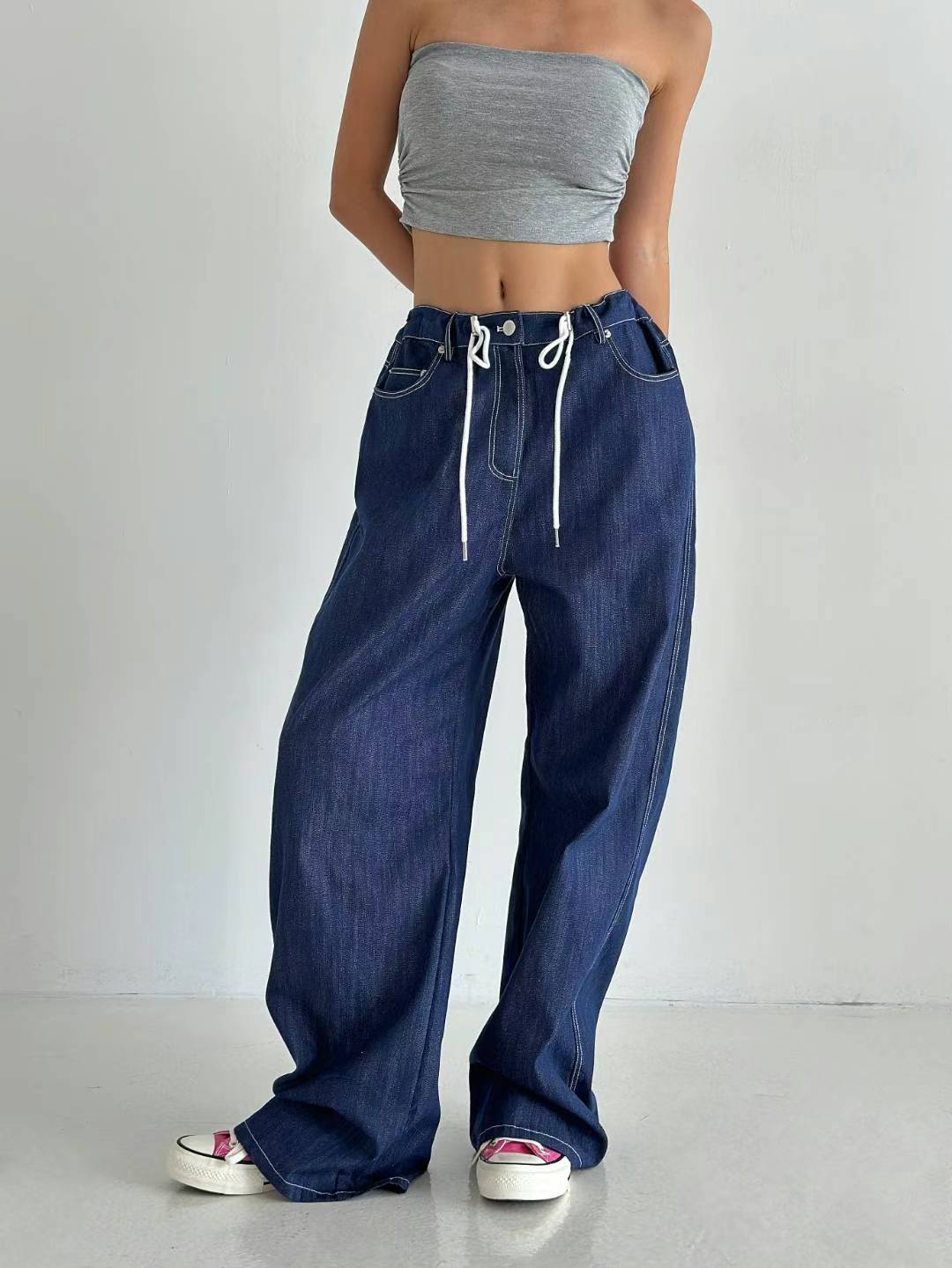 DAYANA TOGGLE WAIST DENIM TROUSERS